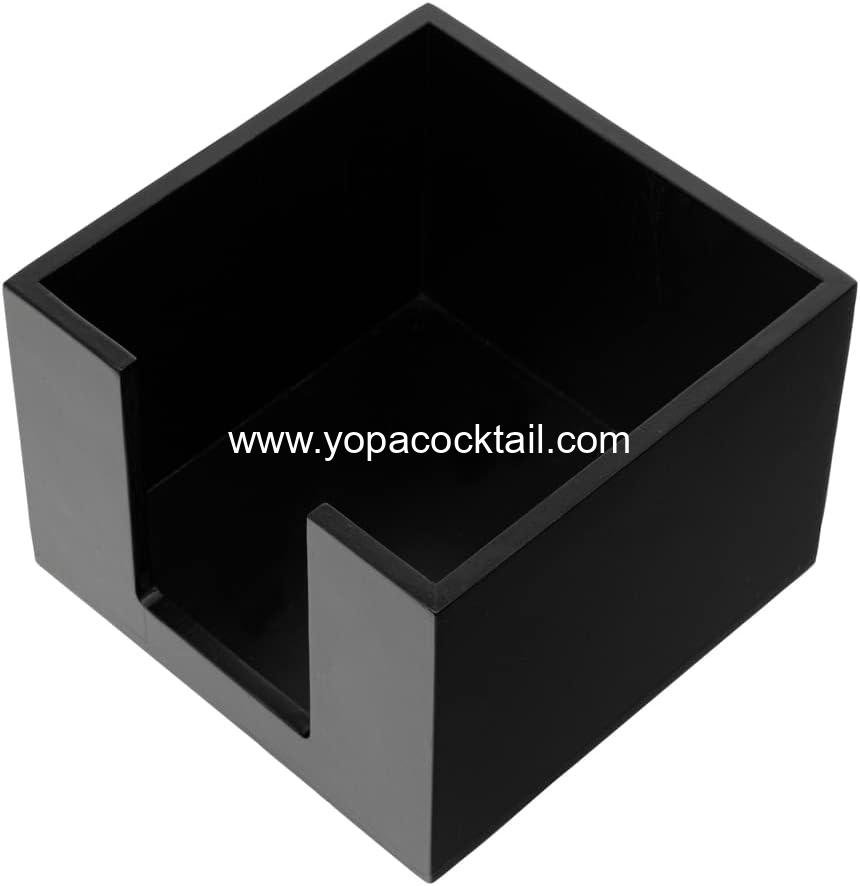 Wholesale 5.5 x 4 Inch Cocktail Napkin Holder - Square Flat Design for Bars and Kitchen Tables - Sturdy Black Bamboo Tissue Napkin Holder - Dining Room Decor Supplier