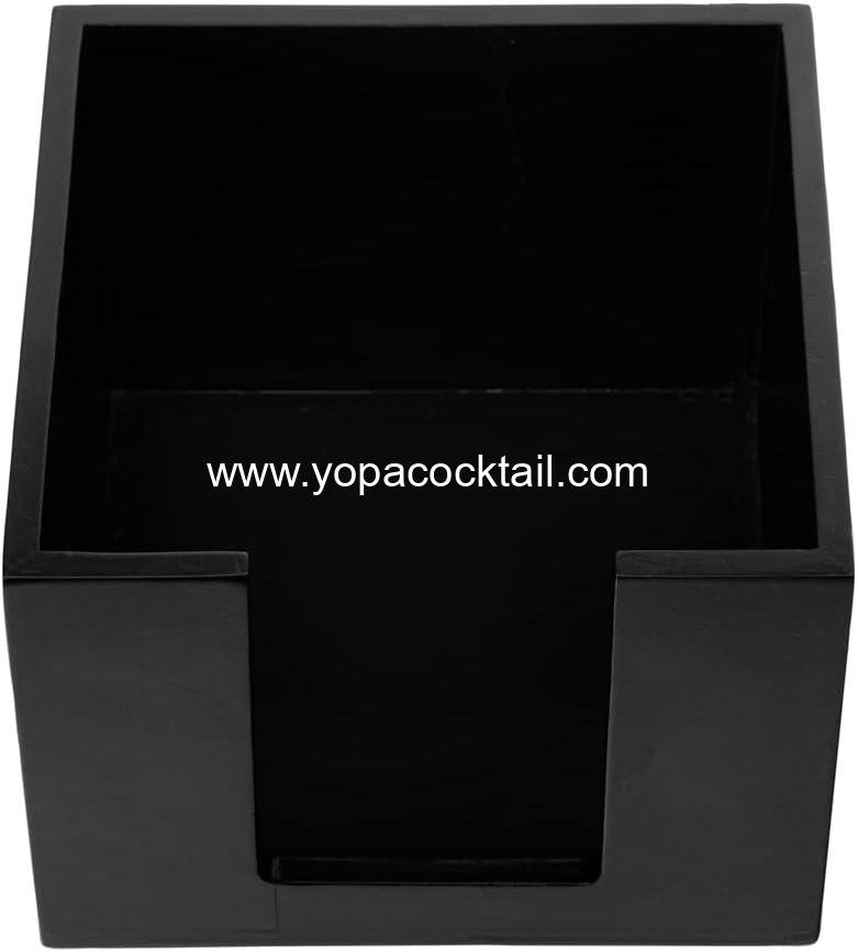 Wholesale 5.5 x 4 Inch Cocktail Napkin Holder - Square Flat Design for Bars and Kitchen Tables - Sturdy Black Bamboo Tissue Napkin Holder - Dining Room Decor Supplier