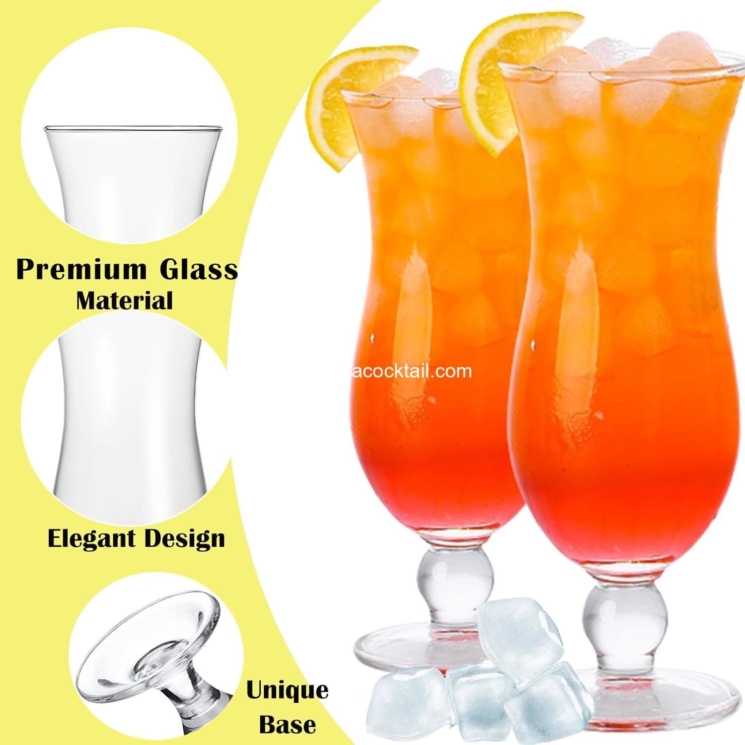 Wholesale 6 Pack Hurricane Glasses 14 oz Clear Tulip Drinking Cups for Juices Cocktails Beer Tropical Drinks Water Beverages Supplier