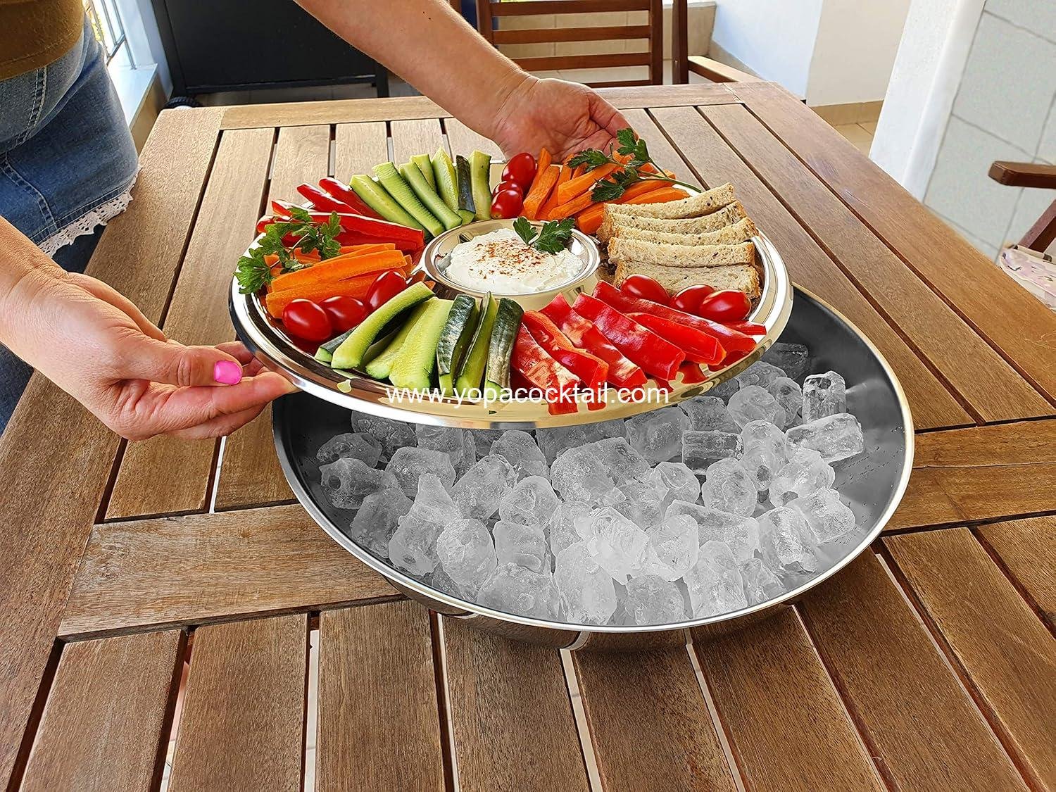 Wholesale Shrimp Cocktail Serving Dish and Bowl with Ice - Elegant Large Platter for Seafood, Oysters, Crawfish, Veggies, Fruits, Salads - Supplier