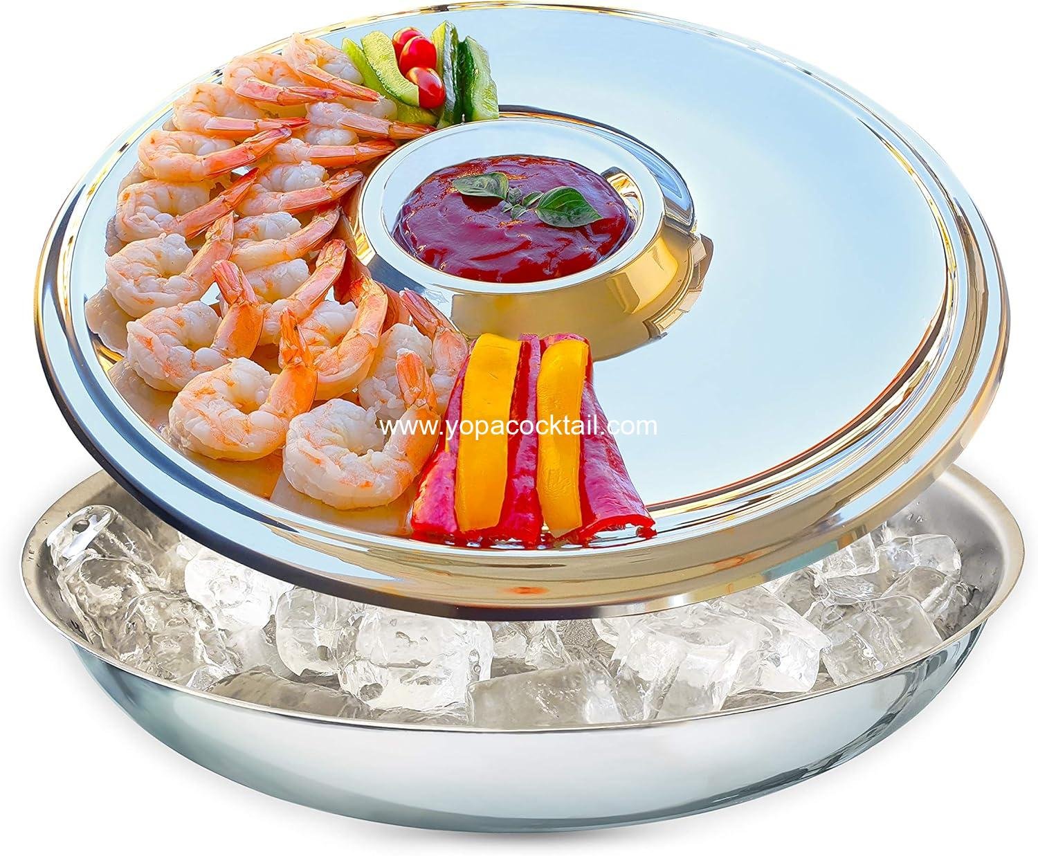 Shrimp Cocktail Serving Dish and Bowl With Ice - Elegant and Large Platter for Seafood, Oysters, Crawfish, Veggies, Fruits, Salads.