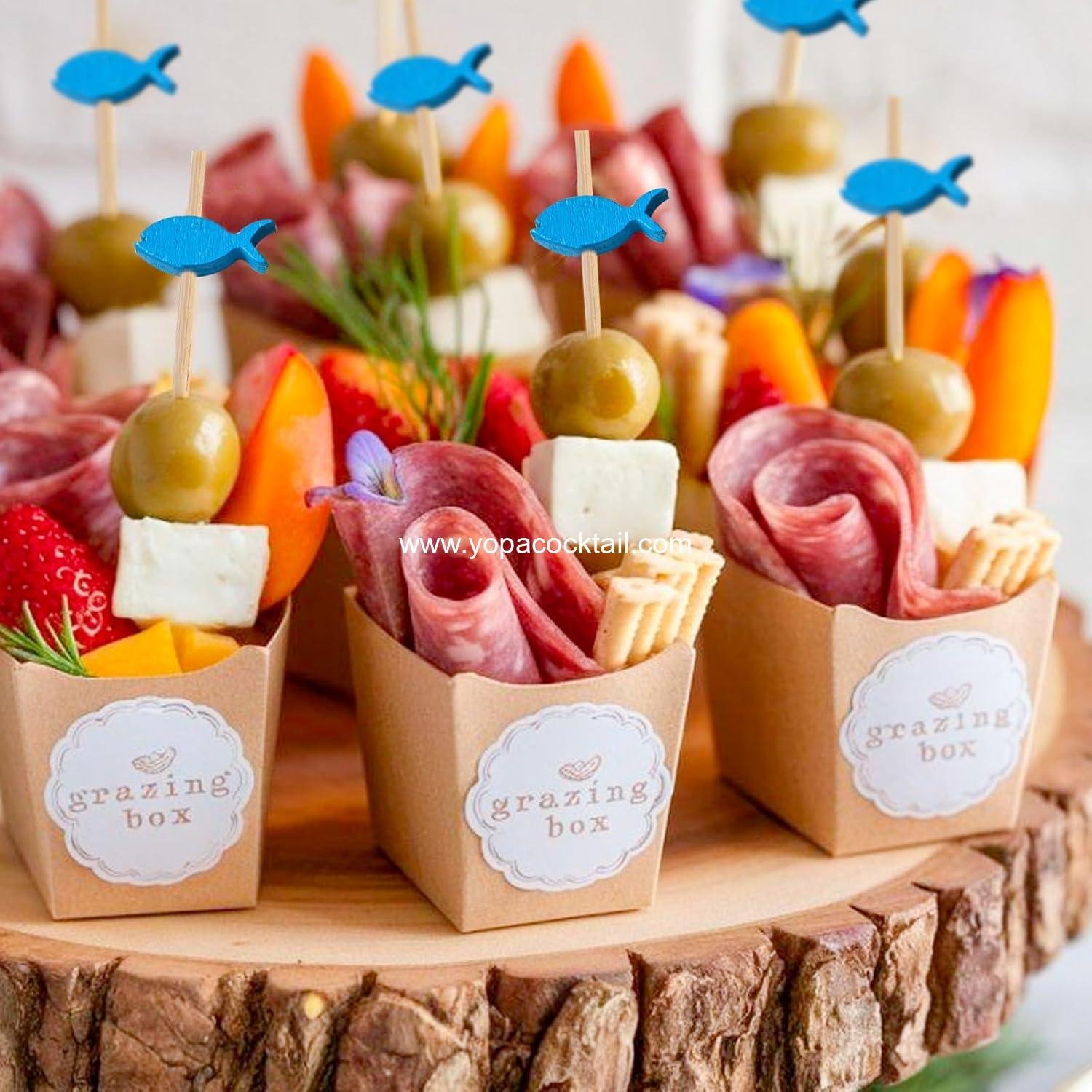 Wholesale Eco-Friendly Bamboo Cocktail Picks 100 Count Cocktail Sticks Handmade Appetizer Skewers for Fruits and Desserts - Blue Fish Factory