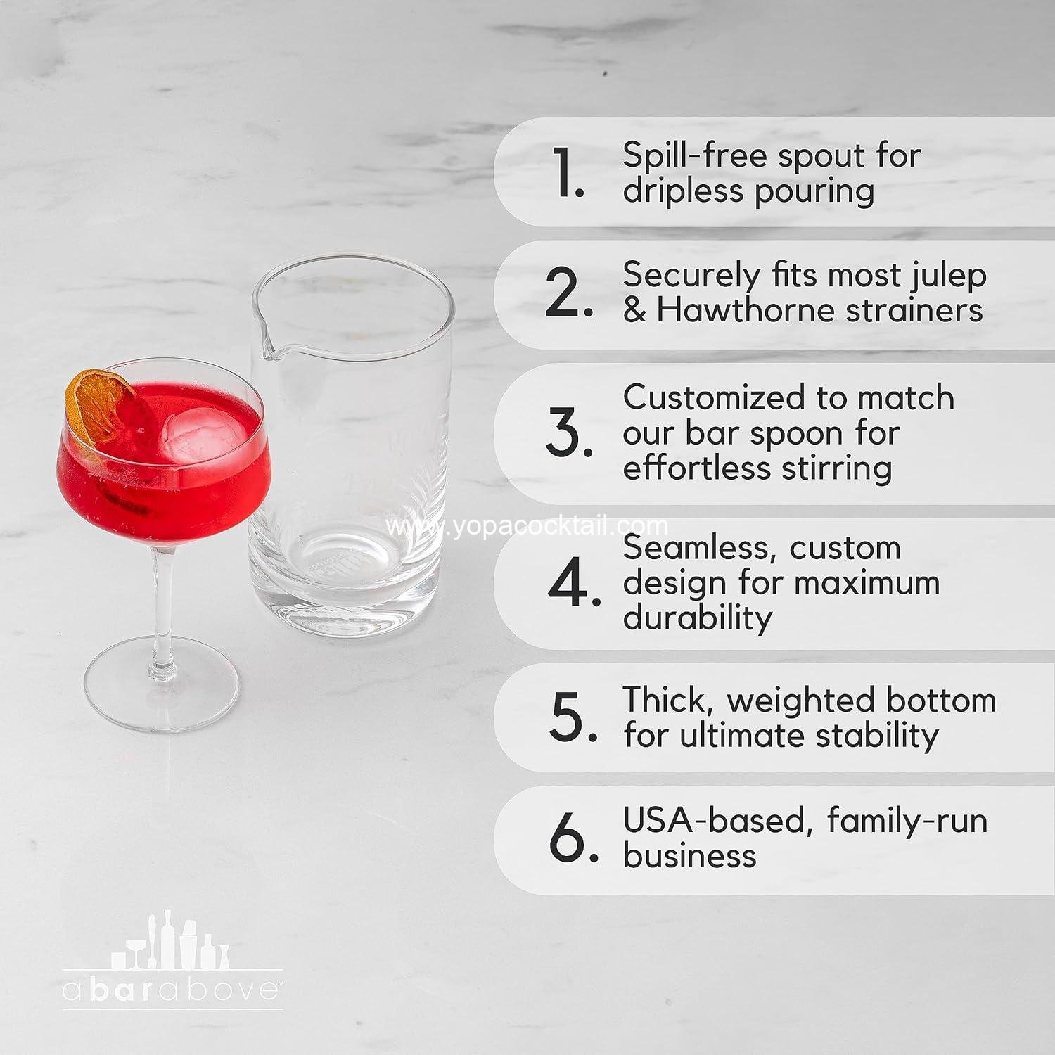 Wholesale Classic Style Cocktail Mixing Glass, 18 Oz Crystal Stirring Pitcher with Thick Weighted Base for Stable Stirring, Ideal for Craft Cocktails, Manufacturer