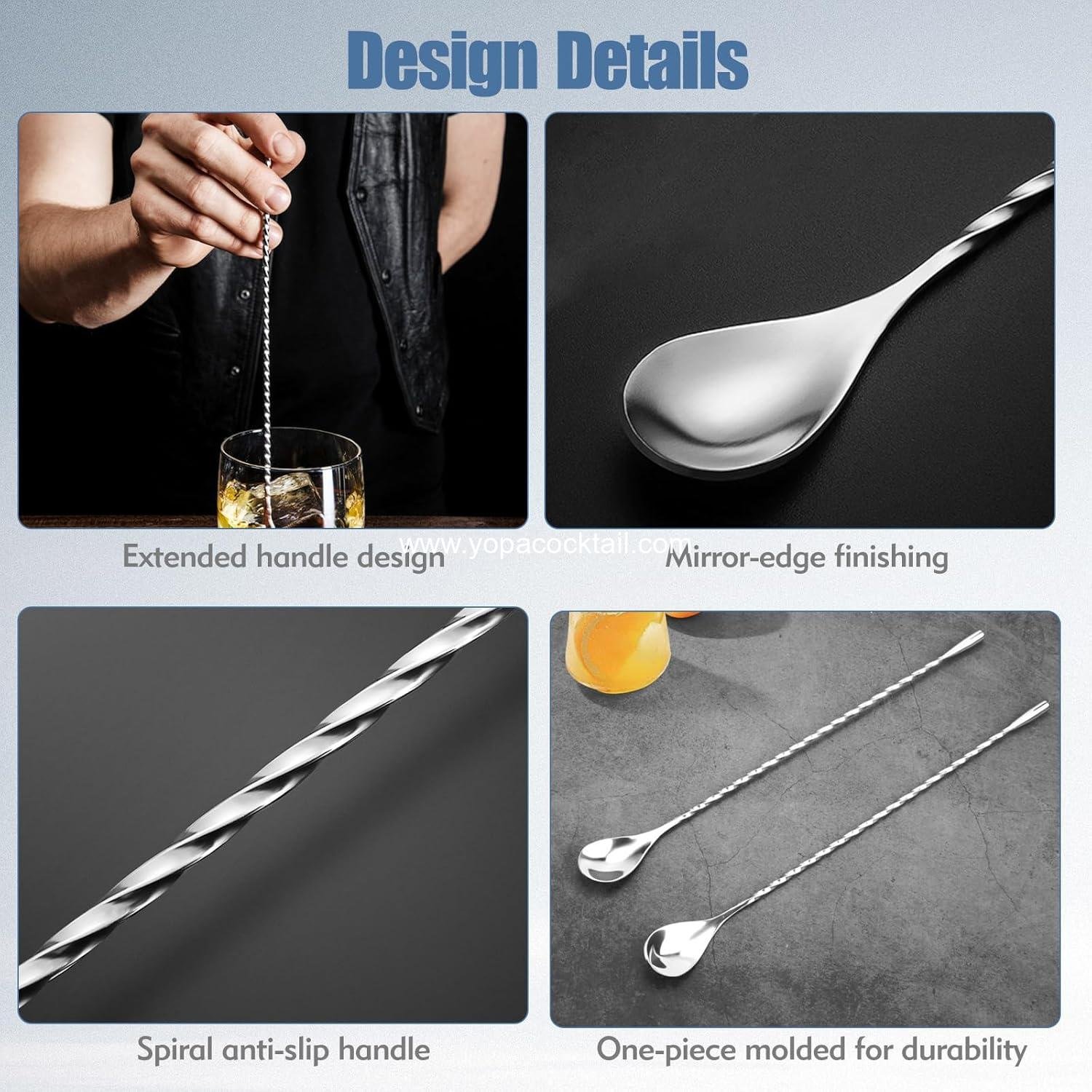 Wholesale 3Pcs Stainless Steel Bar Spoon Set, Ergonomic Stirring Spoons for Effortless Cocktail Mixing, Twist-Handle for Precision Stirring - Supplier