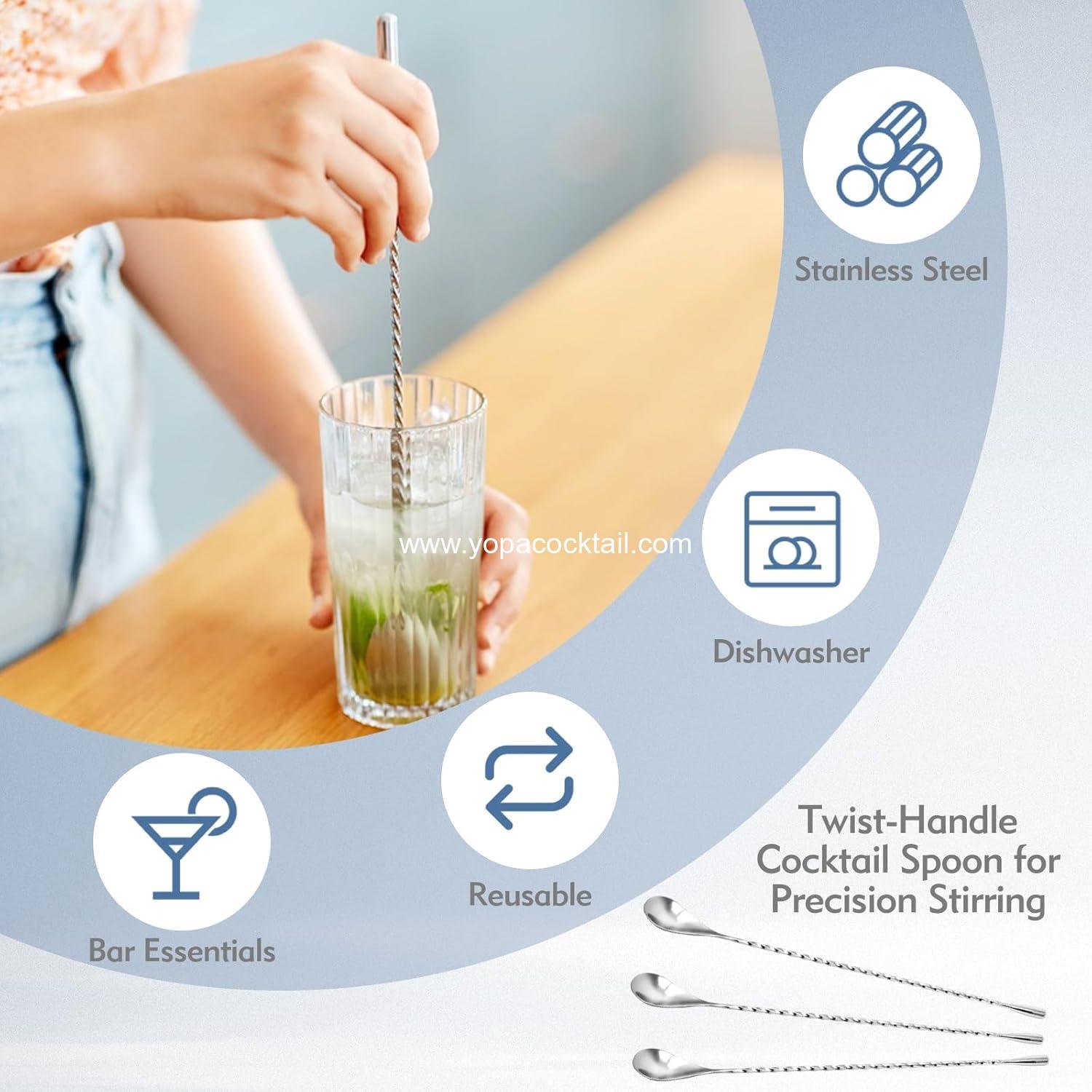 Wholesale 3Pcs Stainless Steel Bar Spoon Set, Ergonomic Stirring Spoons for Effortless Cocktail Mixing, Twist-Handle for Precision Stirring - Supplier