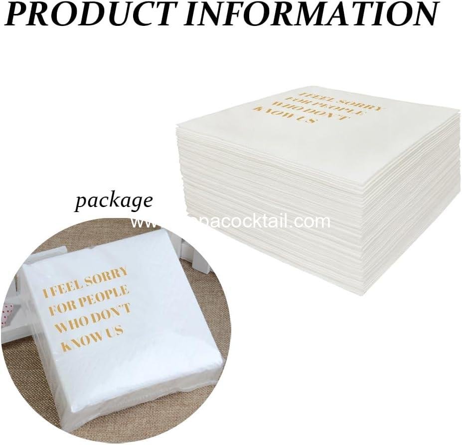 Wholesale Funny Cocktail Napkins 100 Pcs Disposable Paper Napkins with Quotes 4.5 x 4.5 Two-ply (I Feel Sorry For People Who Don’t Know Us) Supplier