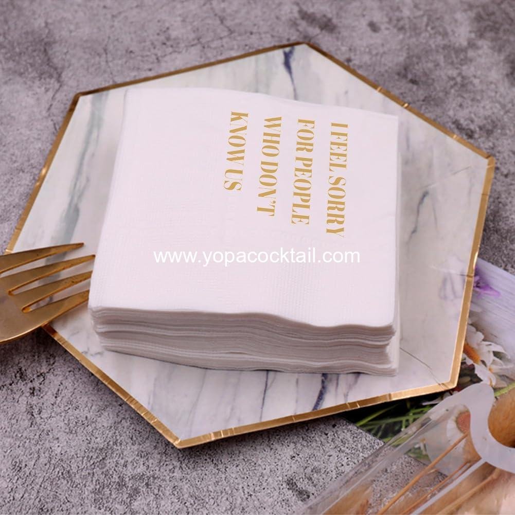 Wholesale Funny Cocktail Napkins 100 Pcs Disposable Paper Napkins with Quotes 4.5 x 4.5 Two-ply (I Feel Sorry For People Who Don’t Know Us) Supplier