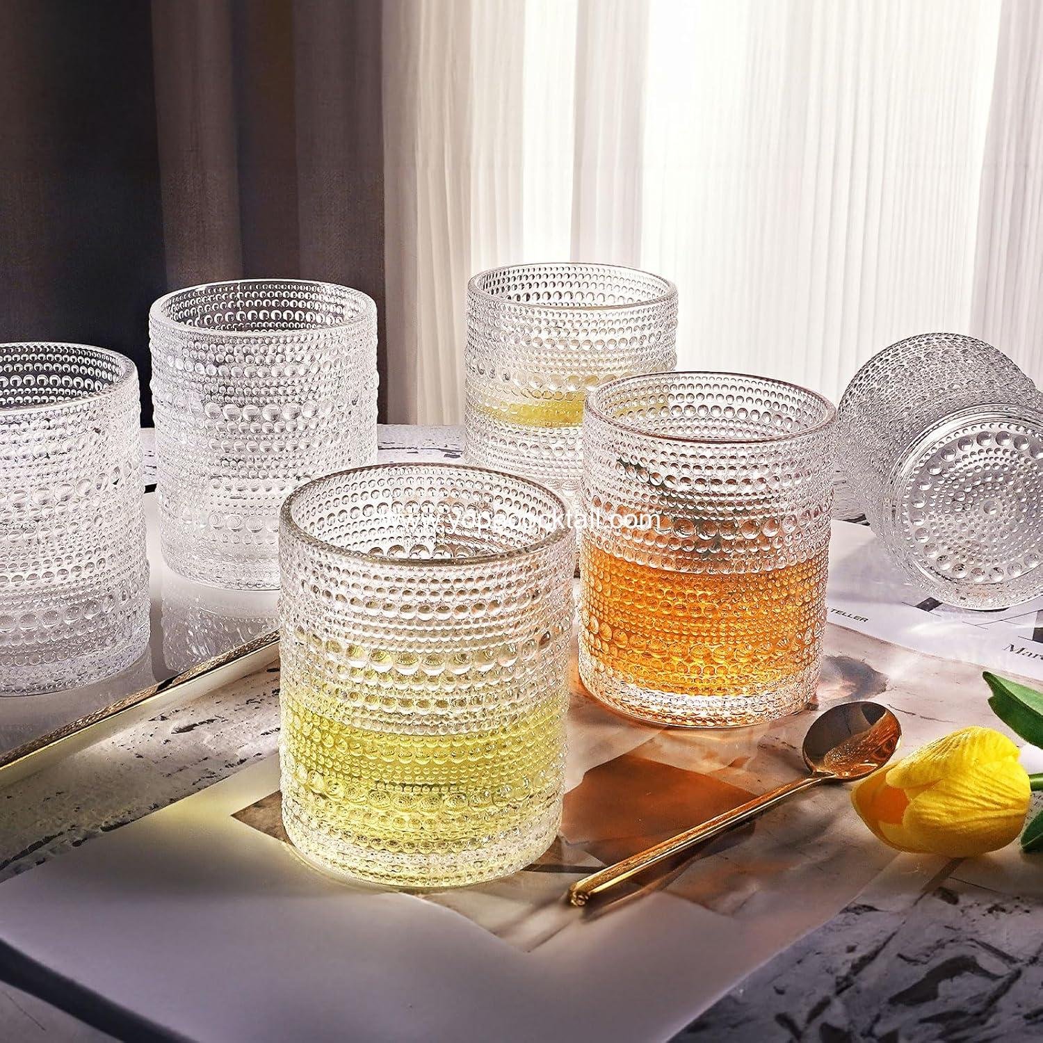 Wholesale Hobnail Drinking Glasses Set of 4 - 10oz Old Fashioned Rocks Glasses for Water, Juice, Cocktails - Vintage Glassware Gift for Men and Women Supplier