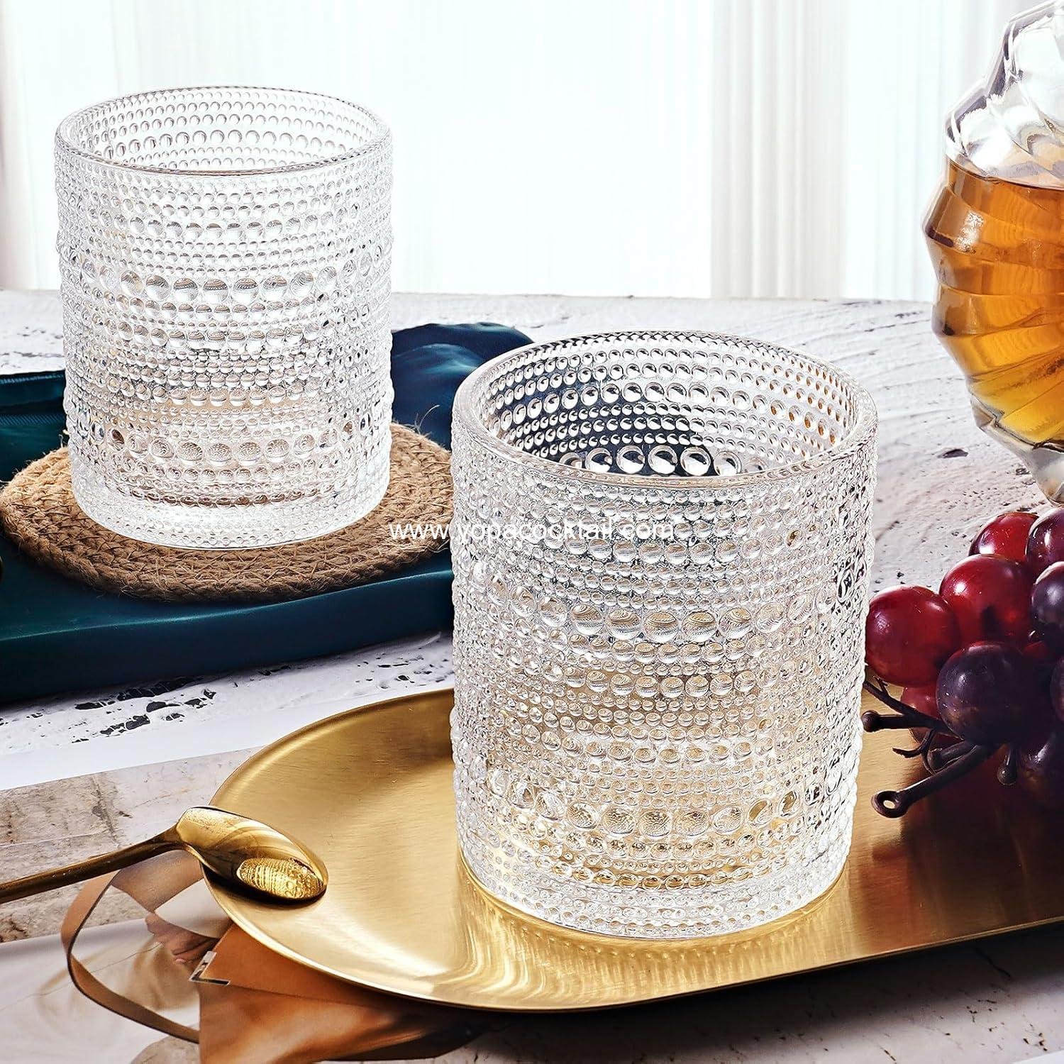 Wholesale Hobnail Drinking Glasses Set of 4 - 10oz Old Fashioned Rocks Glasses for Water, Juice, Cocktails - Vintage Glassware Gift for Men and Women Supplier