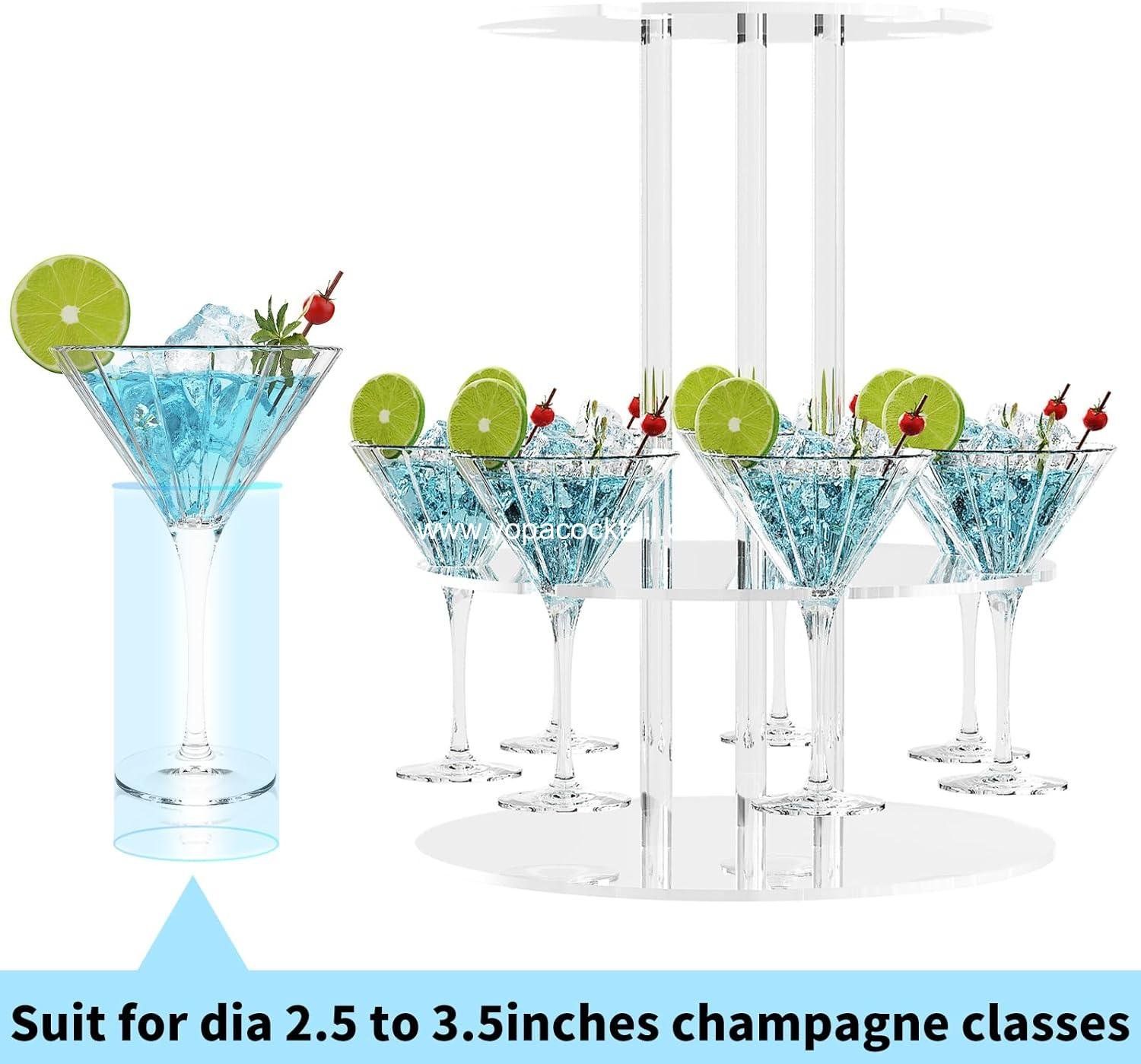 Wholesale Circle Acrylic Champagne Tower, 2-Tier Cocktail Tree Stand and Wine Rack with 12 Slots, 11.8x11.8x14.9 inch Floating Sight Champagne Flute Holder for Party and Celebration - Supplier