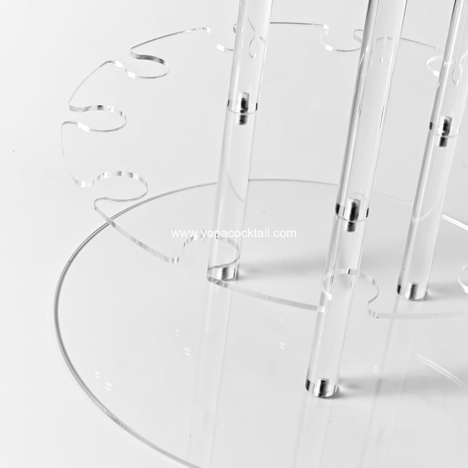 Wholesale Circle Acrylic Champagne Tower, 2-Tier Cocktail Tree Stand and Wine Rack with 12 Slots, 11.8x11.8x14.9 inch Floating Sight Champagne Flute Holder for Party and Celebration - Supplier
