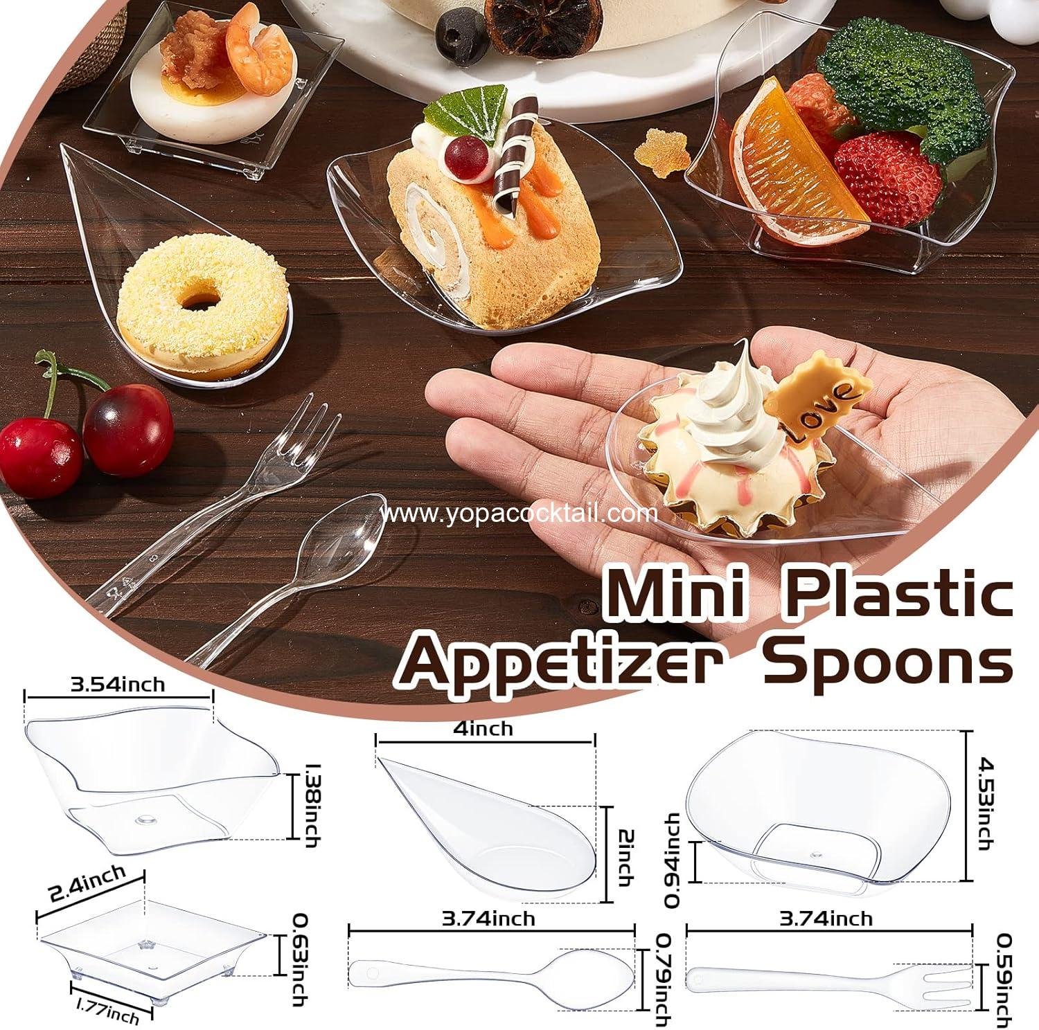 Wholesale 200 Pcs Mini Appetizer Plates with Spoons and Forks, Disposable Plastic Dessert Plates and Individual Serving Trays for Parties (Clear, Classic) Supplier
