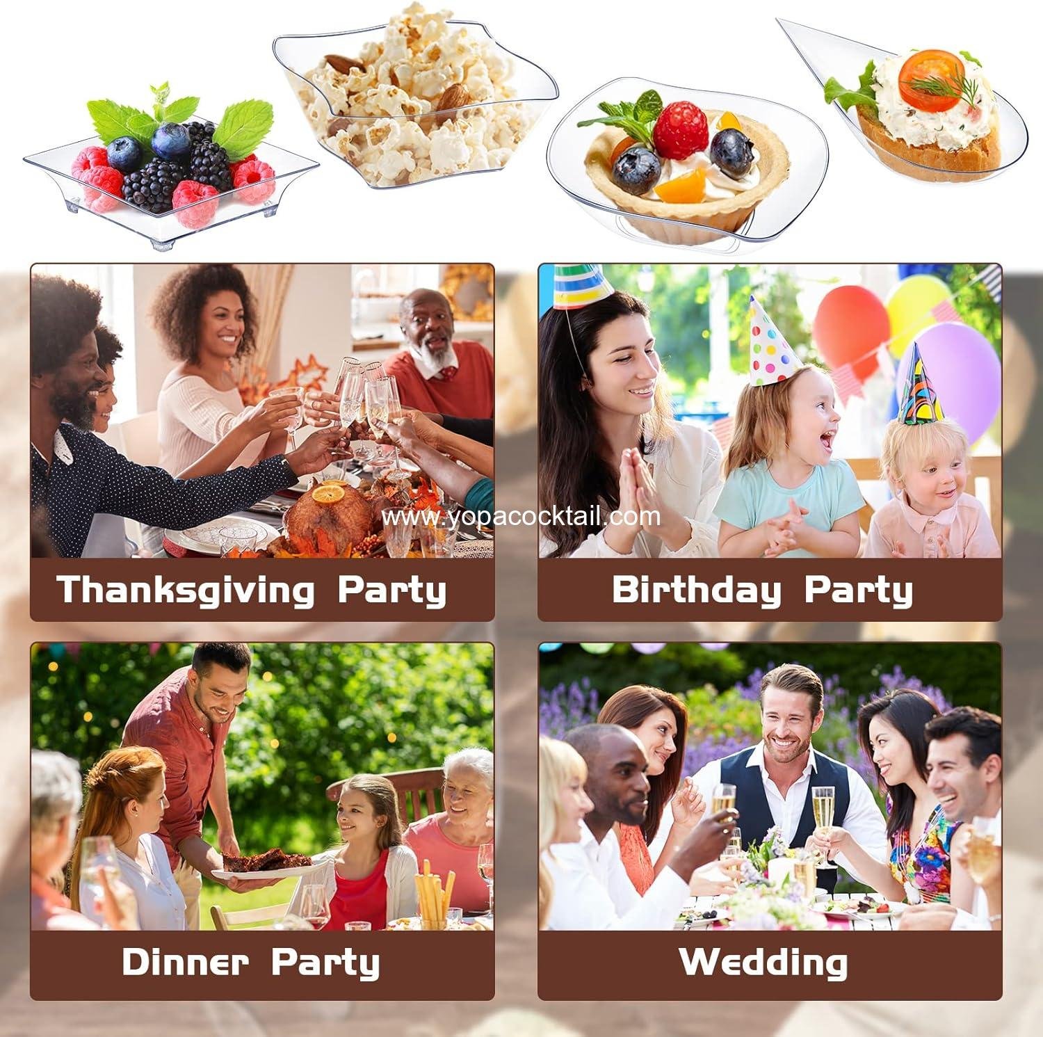 Wholesale 200 Pcs Mini Appetizer Plates with Spoons and Forks, Disposable Plastic Dessert Plates and Individual Serving Trays for Parties (Clear, Classic) Supplier