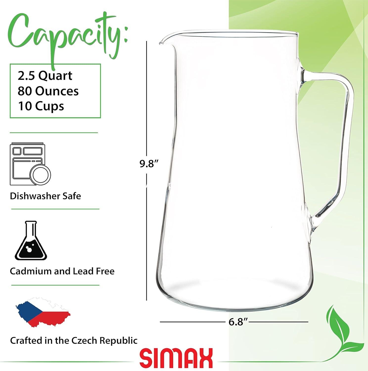 Wholesale 2.5 Quart Glass Pitcher with Spout, 80 Ounce Borosilicate Iced Tea Pitcher with Handle, Angled Cylinder Design, Glass Water Pitcher - Supplier Wholesale 2.5 Quart Glass Pitcher with Spout, 80 Ounce Borosilicate Iced Tea Pitcher with Handle, Angled Cylinder Design, Glass Water Pitcher - Supplier