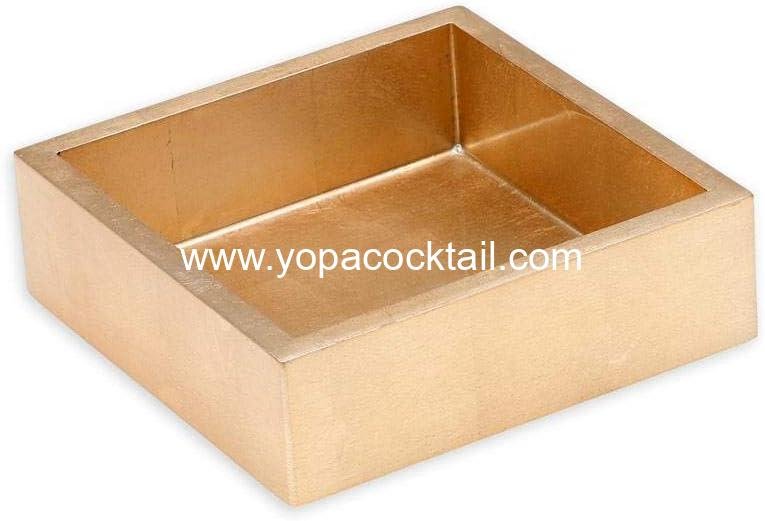 Wholesale Gold Lacquer Cocktail Napkin Holder – Fits 5x5 Inch Paper Napkins – Decorative Square Holder with Gold Foil Accents, 6