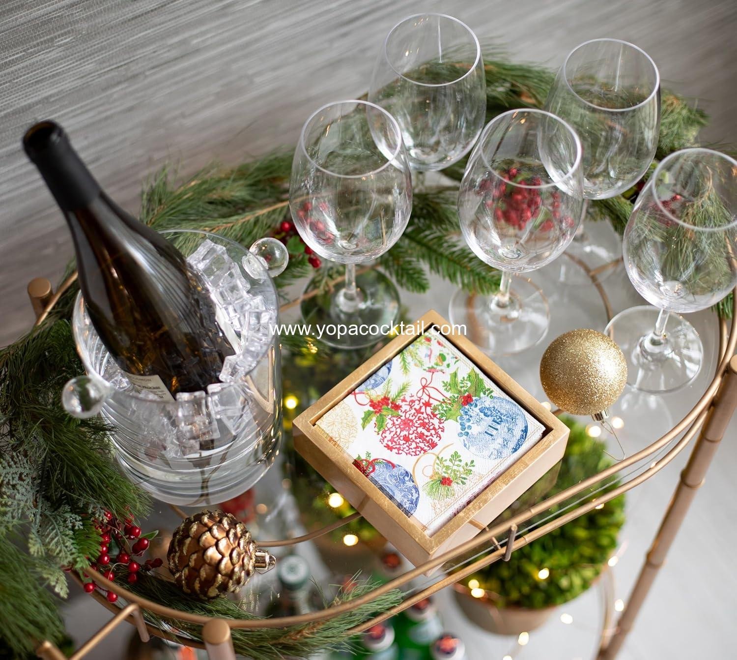 Wholesale Gold Lacquer Cocktail Napkin Holder – Fits 5x5 Inch Paper Napkins – Decorative Square Holder with Gold Foil Accents, 6