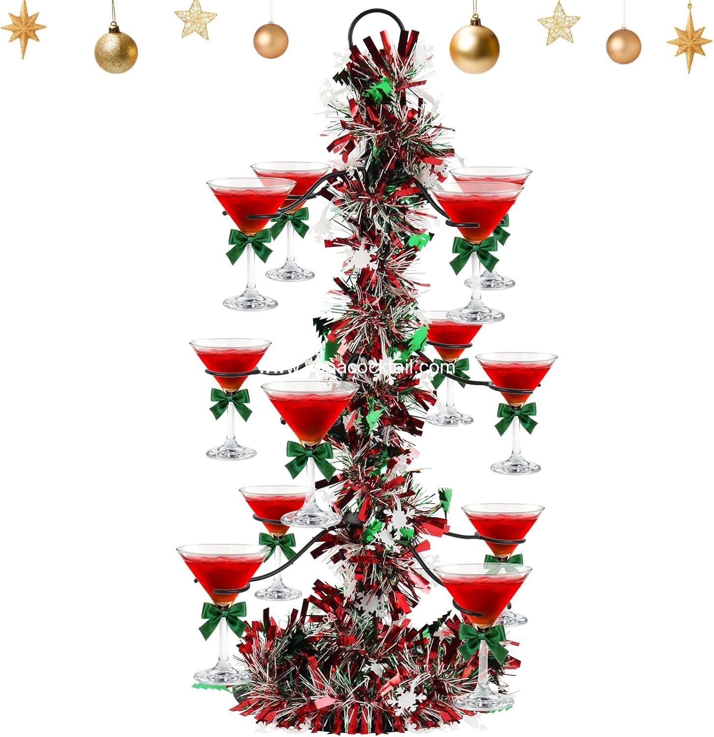 Cocktail Tree Stand for Drinks, 3 Tier 12 Champagne Glass Holder for Parties, Cocktail Tree Stand Champagne Stand Drink Tower for Champagne, Cocktails, Martini, Margarita Cups at Weddings, Xmas