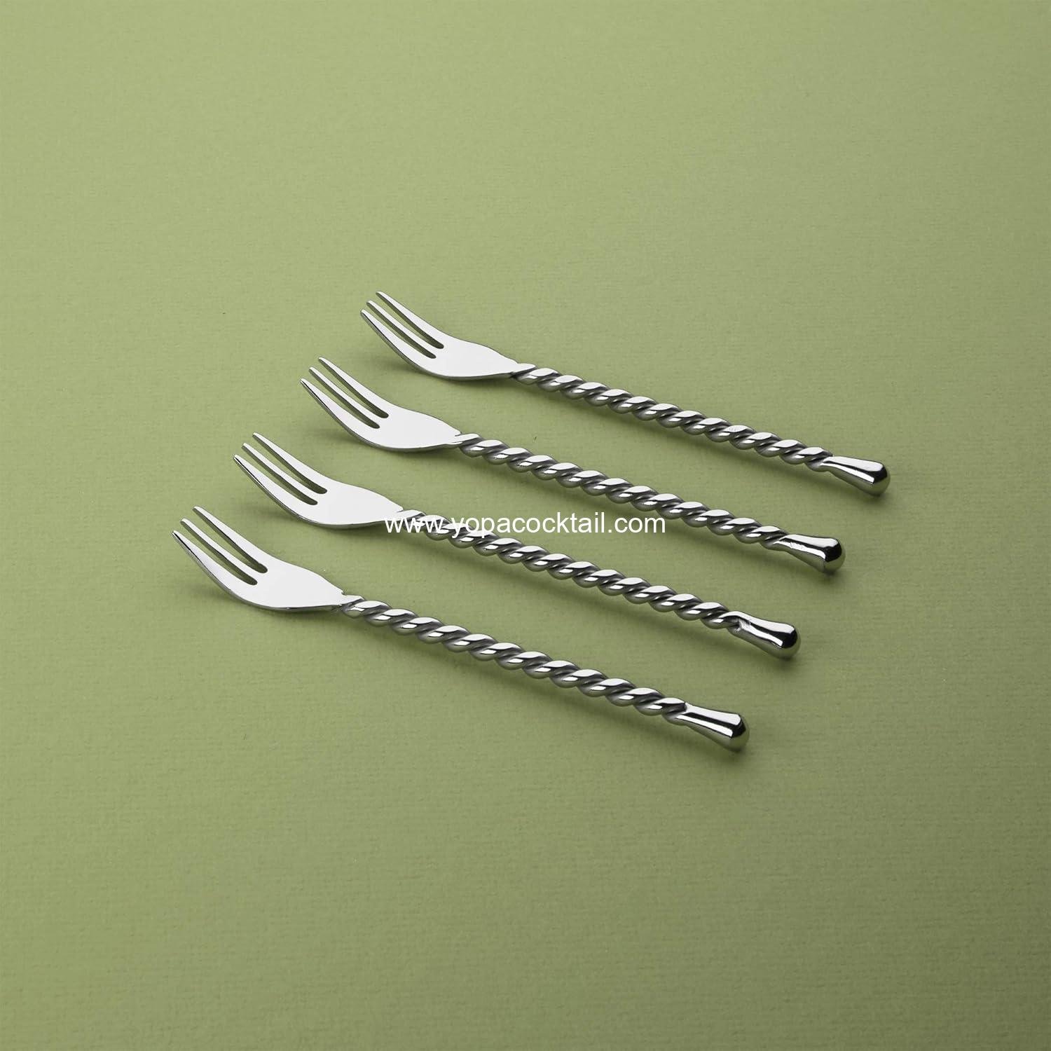 Wholesale 4-Piece Cocktail Forks Set - Silver Tear Collection - Polished Stainless Steel - 6 Inch - Ideal for Appetizers, Desserts, Seafood, and Fruit - Dishwasher Safe - Supplier