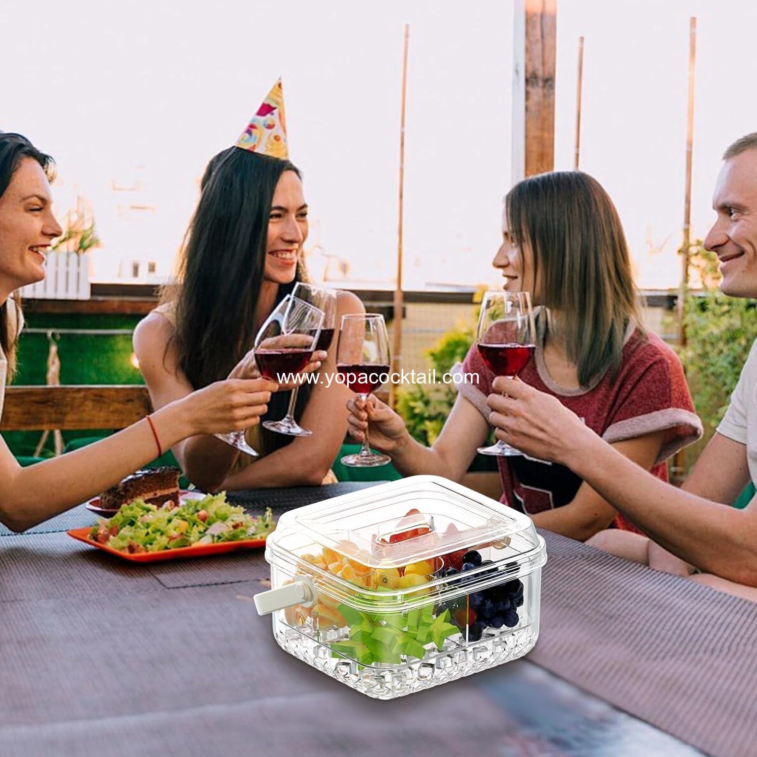 Wholesale Premium Chilled Serving Tray with Lid for Parties - Ideal Cold Dish for Fruits, Veggies, Shrimp Cocktail - Keeps Food Cool and Ice Chilled for Vegetables, Snacks, Candy, and Appetizers - Supplier