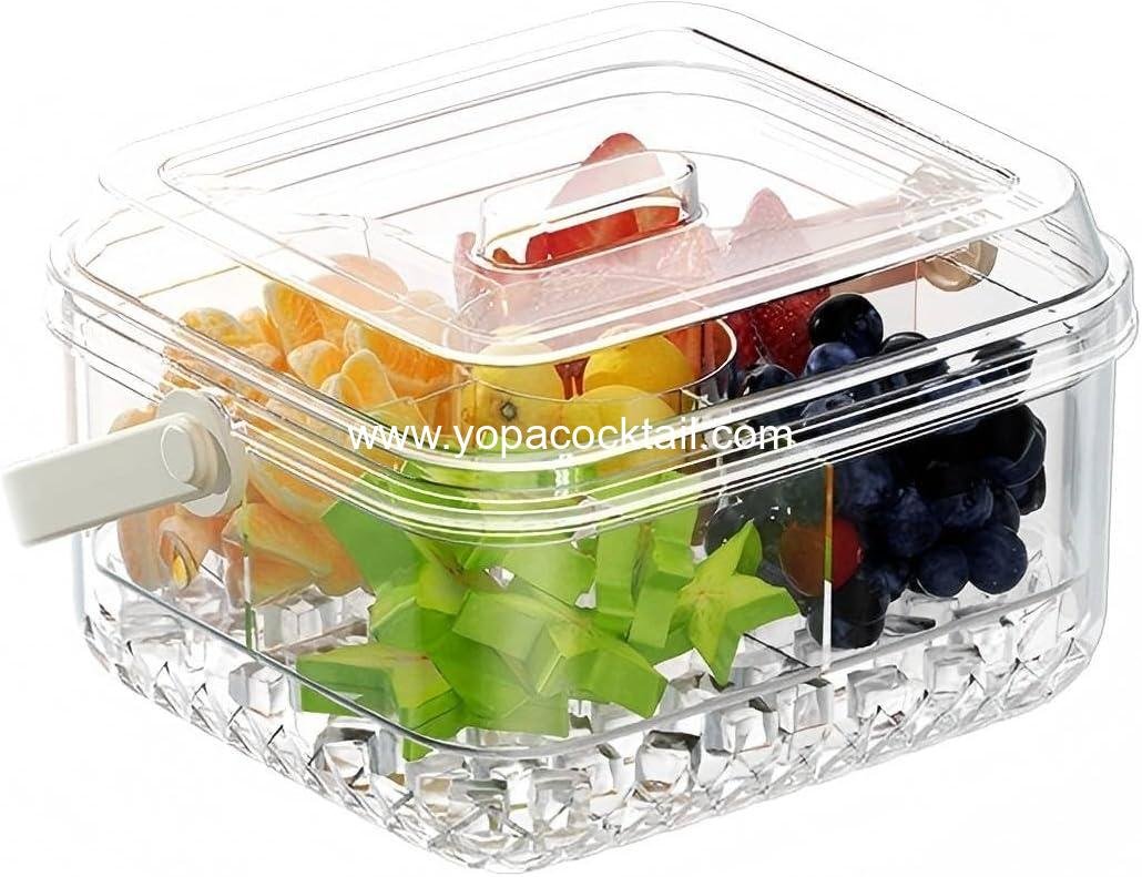 Small Premium Chilled Serving Tray with Lid for Parties,Cold Dish Perfect for Fruits,Veggies,Shrimp Cocktail - Keeps Food Cool,Ice Chilled Party Platter for Vegetables,Snacks,Candy and Appetizers