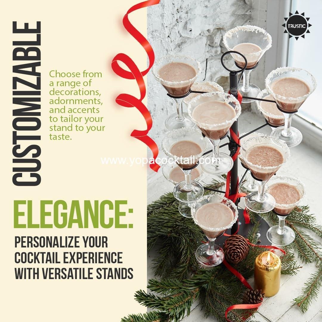 Wholesale 3-Tier Metal Cocktail Tree Stand - 12 Holders for Champagne, Martini, Margarita Cups (Black) Supplier