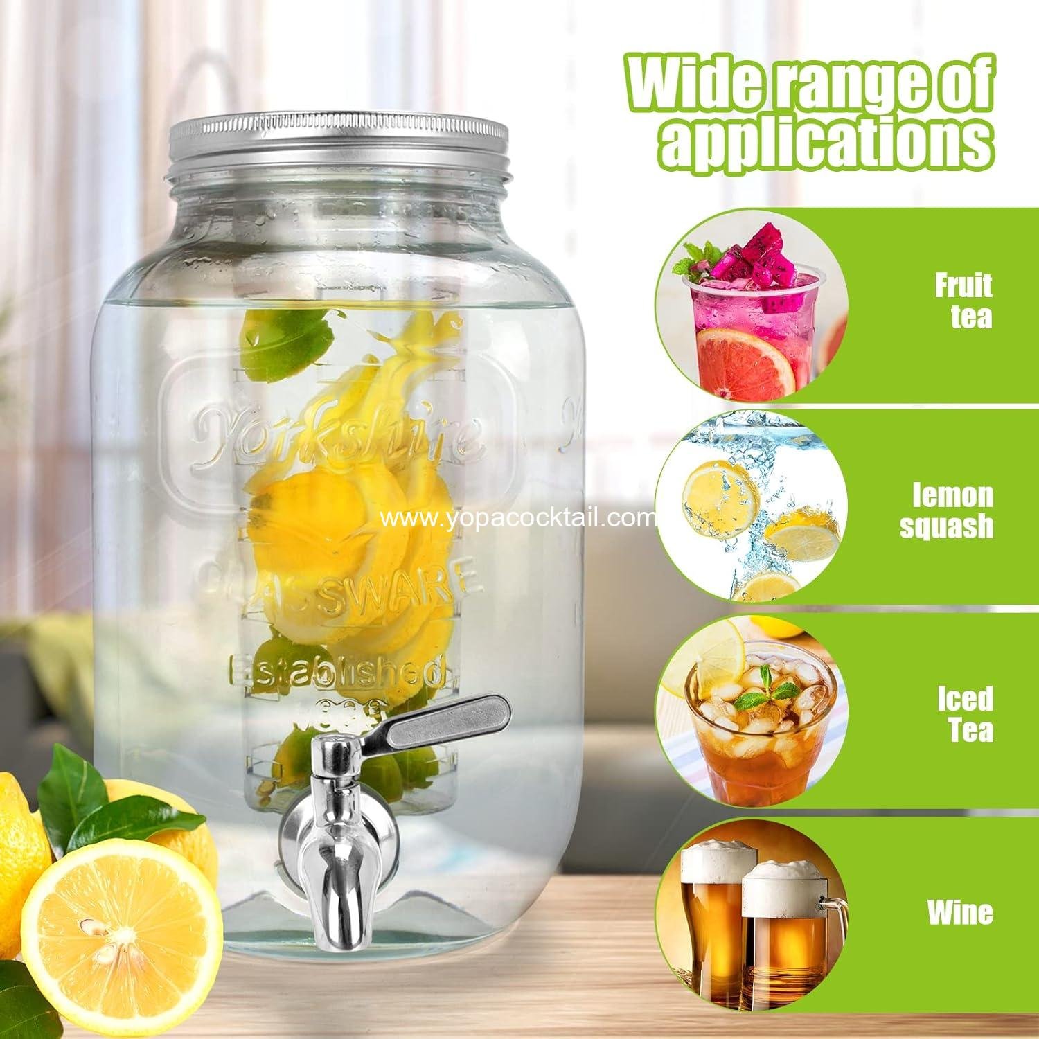 Wholesale 1 Gallon Glass Drink Dispenser 2-Pack for Parties, Leakproof Beverage Dispenser with Stand and Stainless Steel Spigot, Lemonade Dispenser with Ice Cylinder, Supplier