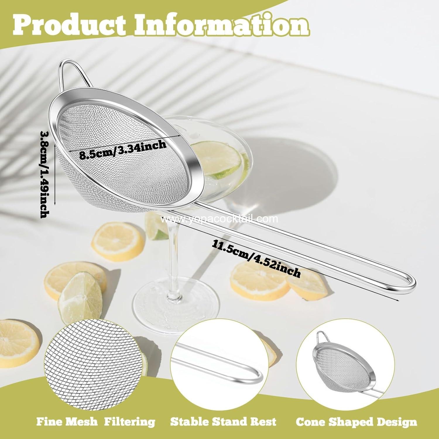 Wholesale 10 Pack Stainless Steel Cocktail Strainer Set – 5 Cone Shaped Fine Mesh Strainers and 5 Four-Prong Bar Strainers for Bartenders, Juice, Tea, Coffee Supplier