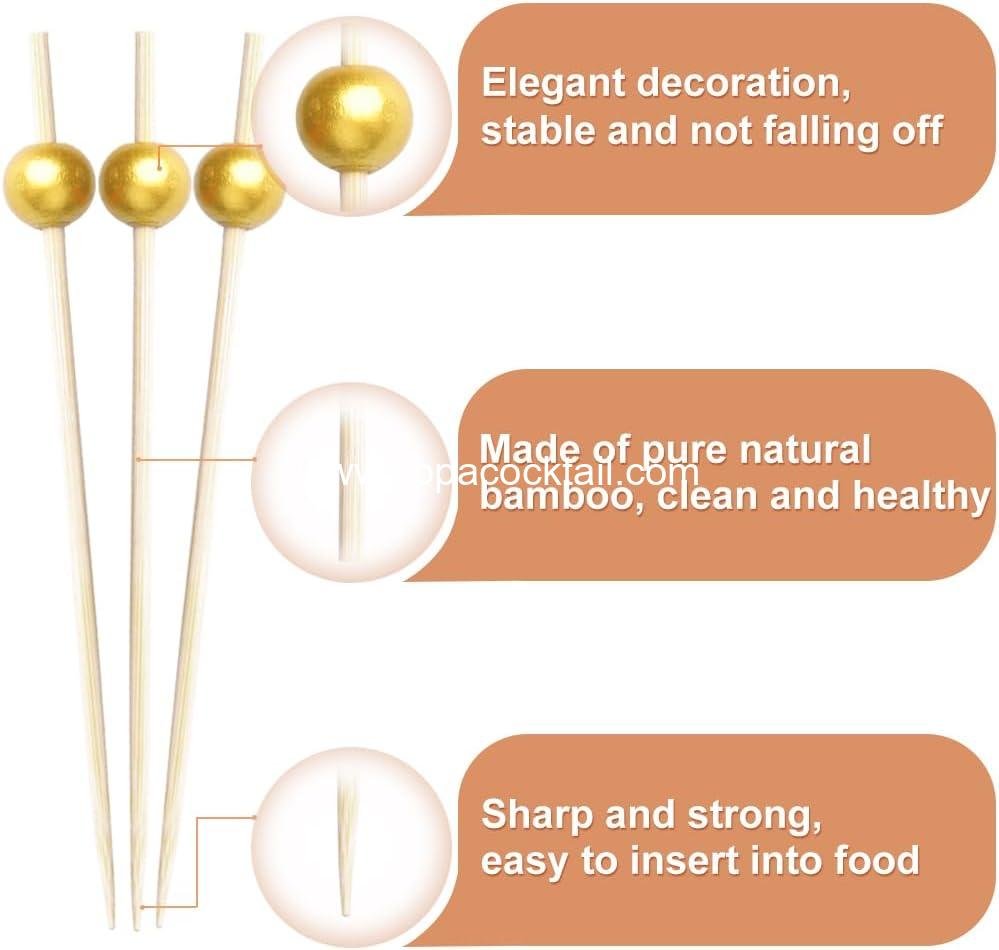 Wholesale 1000PCS Cocktail Picks Set - 4.7 IN Decorative Bamboo Skewers for Appetizers, Drinks, Fruits, and Charcuterie Boards - Gold Wooden Sticks, Party Supplies Supplier Wholesale 1000PCS Cocktail Picks Set - 4.7 IN Decorative Bamboo Skewers for Appetizers, Drinks, Fruits, and Charcuterie Boards - Gold Wooden Sticks, Party Supplies Supplier