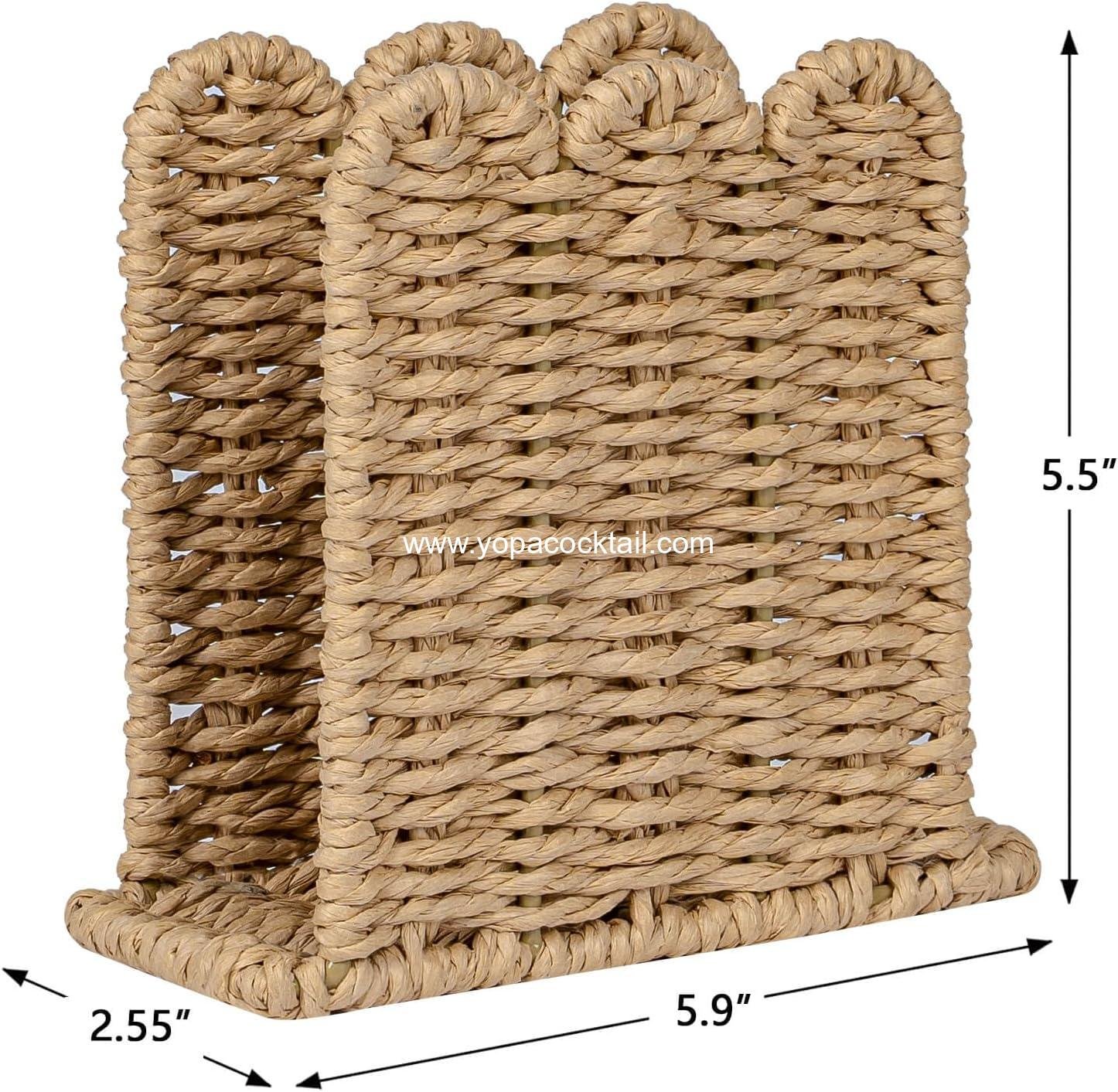 Wholesale Scalloped Edge Napkin Holder for Rustic Home Decor, Paper Rope Napkin Dispenser for Kitchen Countertop, Cocktail Napkin Holder for Indoor & Outdoor Parties, Beige Supplier