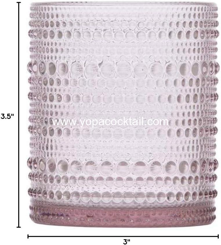 Wholesale 10 Ounce Double Old Fashioned Glasses Beaded Hobnail Set of 6, Pink Supplier
