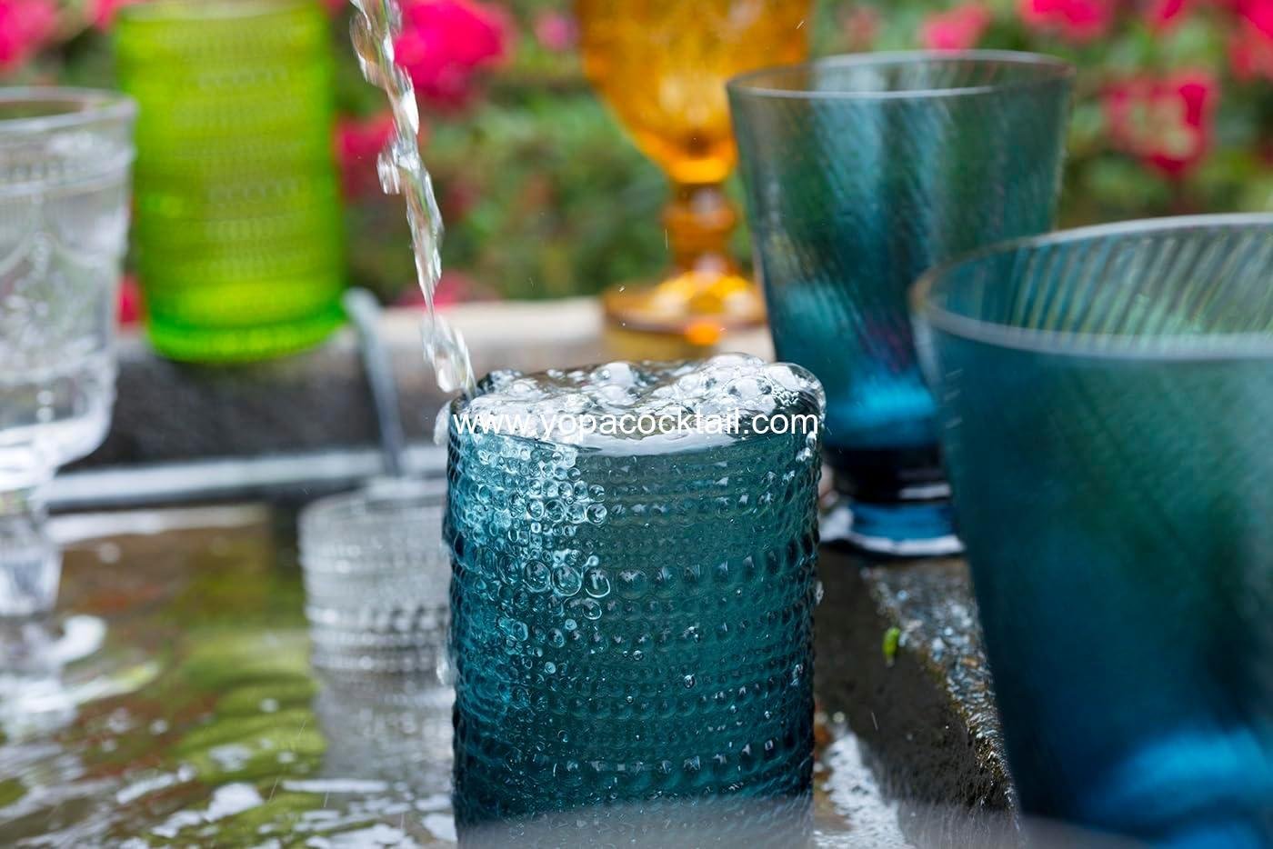 Wholesale 10 Ounce Double Old Fashioned Glasses Beaded Hobnail Set of 6, Pink Supplier