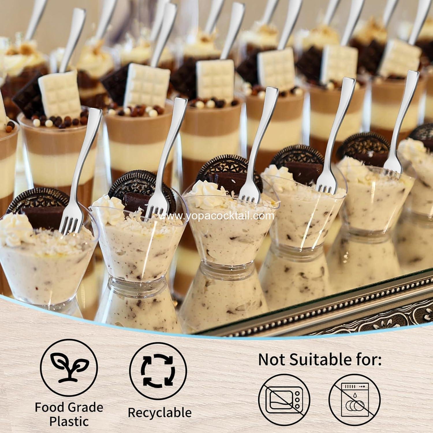 Wholesale 100CT Heavy Duty 4 Inch Plastic Mini Forks - Silver Disposable Tiny Forks for Appetizers, Cocktail Hors D'oeuvres, Charcuterie Board, Wedding Reception, Supplier