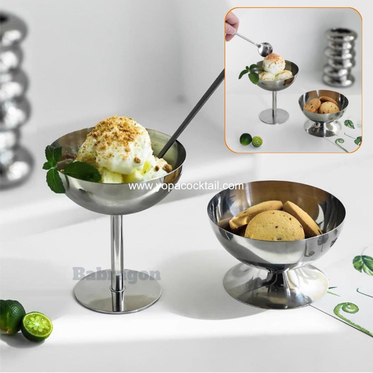 Wholesale Stainless Steel Ice Cream Cups - Dessert Bowls for Sundae, Fruit, Salad, Snack, Cocktail, Condiment (Short Feet) - Manufacturer