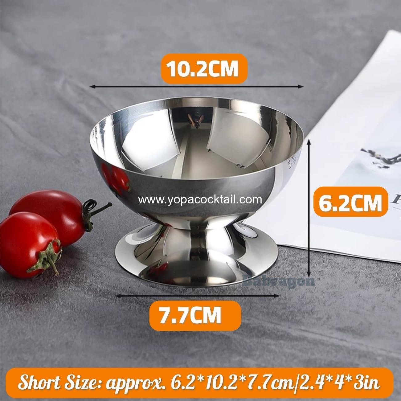 Wholesale Stainless Steel Ice Cream Cups - Dessert Bowls for Sundae, Fruit, Salad, Snack, Cocktail, Condiment (Short Feet) - Manufacturer