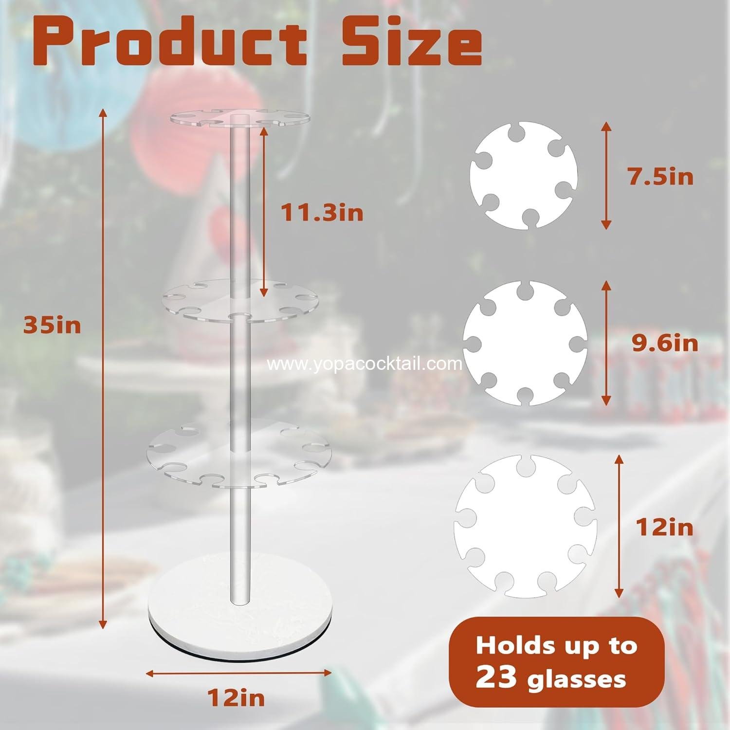 Wholesale 3-Tier Champagne Tower with Marble Base, 23 Slots Cocktail Display Rack for Serving and Drying, Round Champagne Holder for Weddings and Parties (White) Supplier