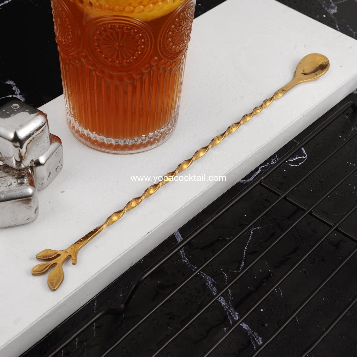 Wholesale 10-Inch Stainless Steel Cocktail Spoon with Leaf Handle - Ideal for Mixing & Layering Drinks in Tall Cups, Bar & Shakers - Durable Long Handle Bar Stirrer, 1-Piece Supplier Wholesale 10-Inch Stainless Steel Cocktail Spoon with Leaf Handle - Ideal for Mixing & Layering Drinks in Tall Cups, Bar & Shakers - Durable Long Handle Bar Stirrer, 1-Piece Supplier