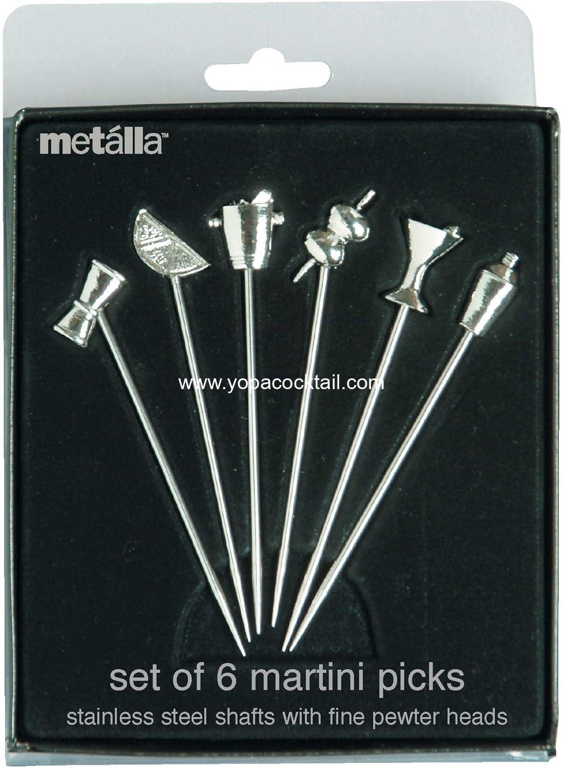 Wholesale Stainless Steel and Pewter Martini Picks Set of 6, Silver - Supplier