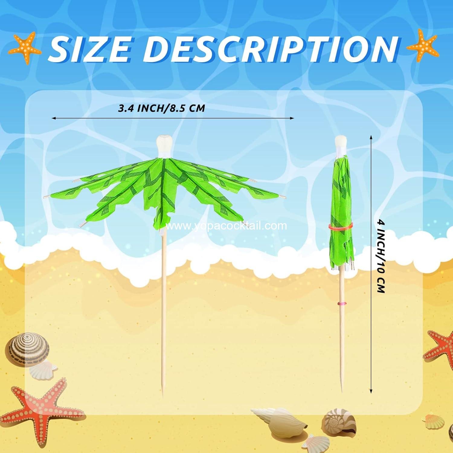 Wholesale 150 Pieces Coconut Leaves Drink Umbrellas Cocktail Picks Parasol Sticks with Wood Toothpicks for Summer Hawaiian Cupcake Toppers Tropical Wedding Party Supplier