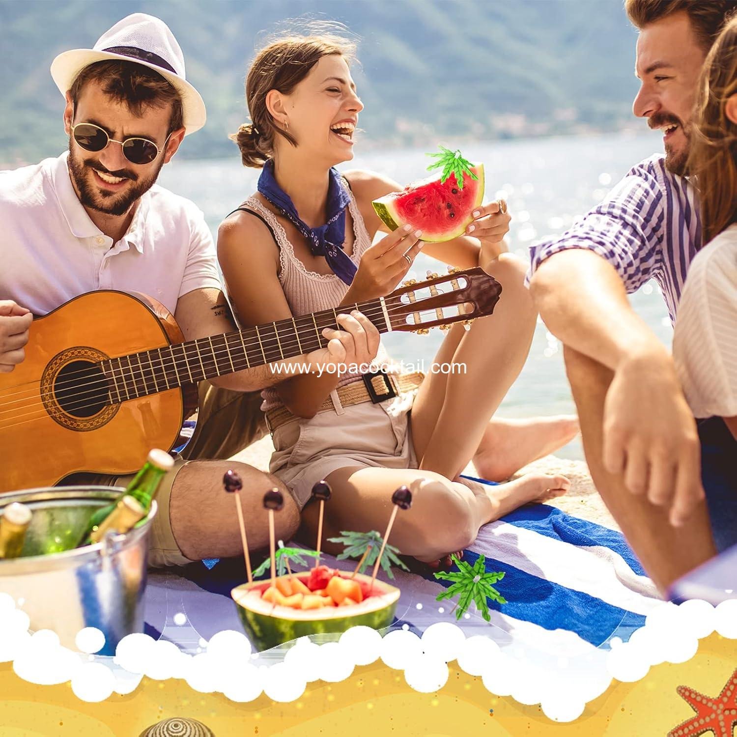 Wholesale 150 Pieces Coconut Leaves Drink Umbrellas Cocktail Picks Parasol Sticks with Wood Toothpicks for Summer Hawaiian Cupcake Toppers Tropical Wedding Party Supplier