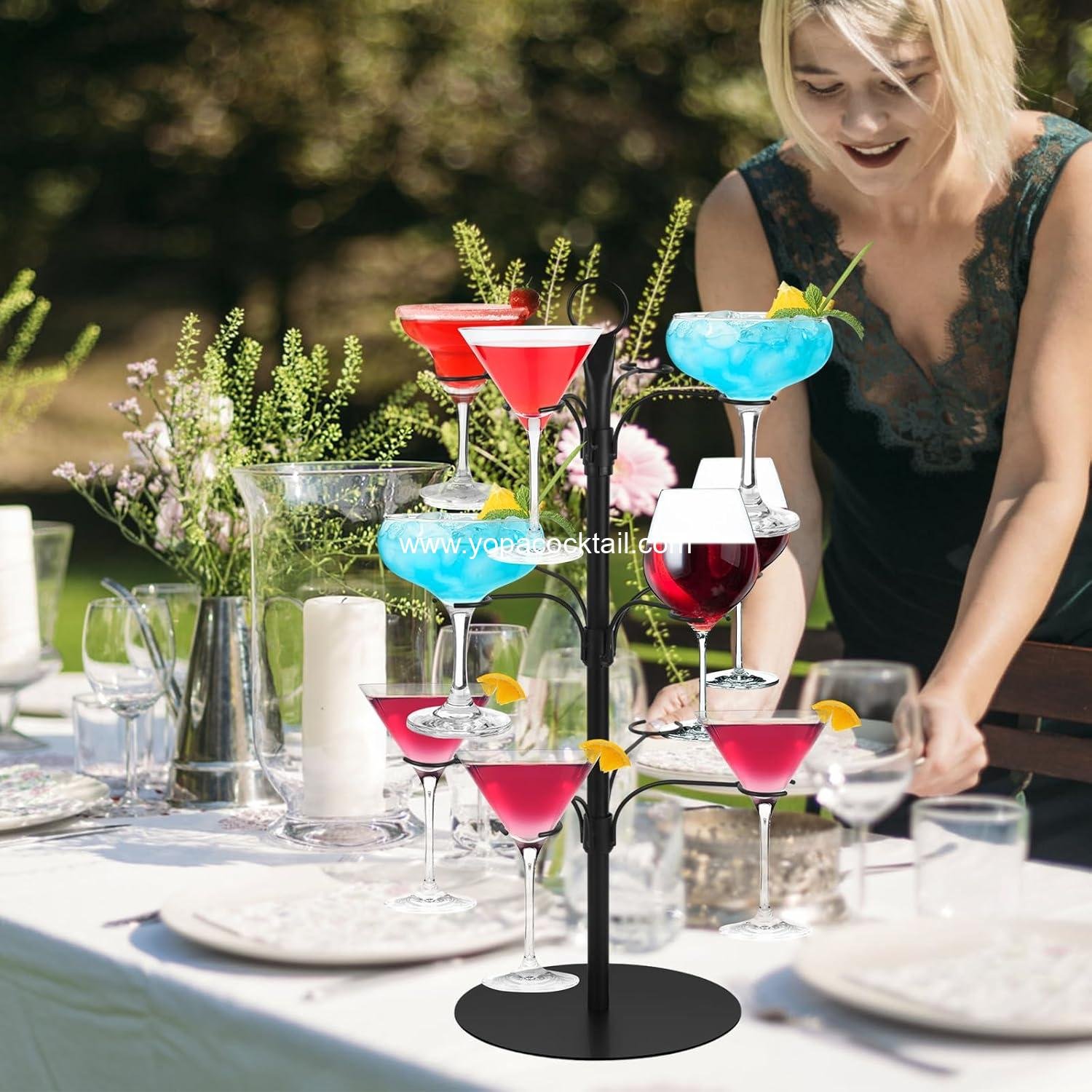 Wholesale 3 Tier Cocktail Tree Stand – Metal Champagne Tower with 12 Holders for Christmas Drinks, Cocktails, and Martinis Supplier