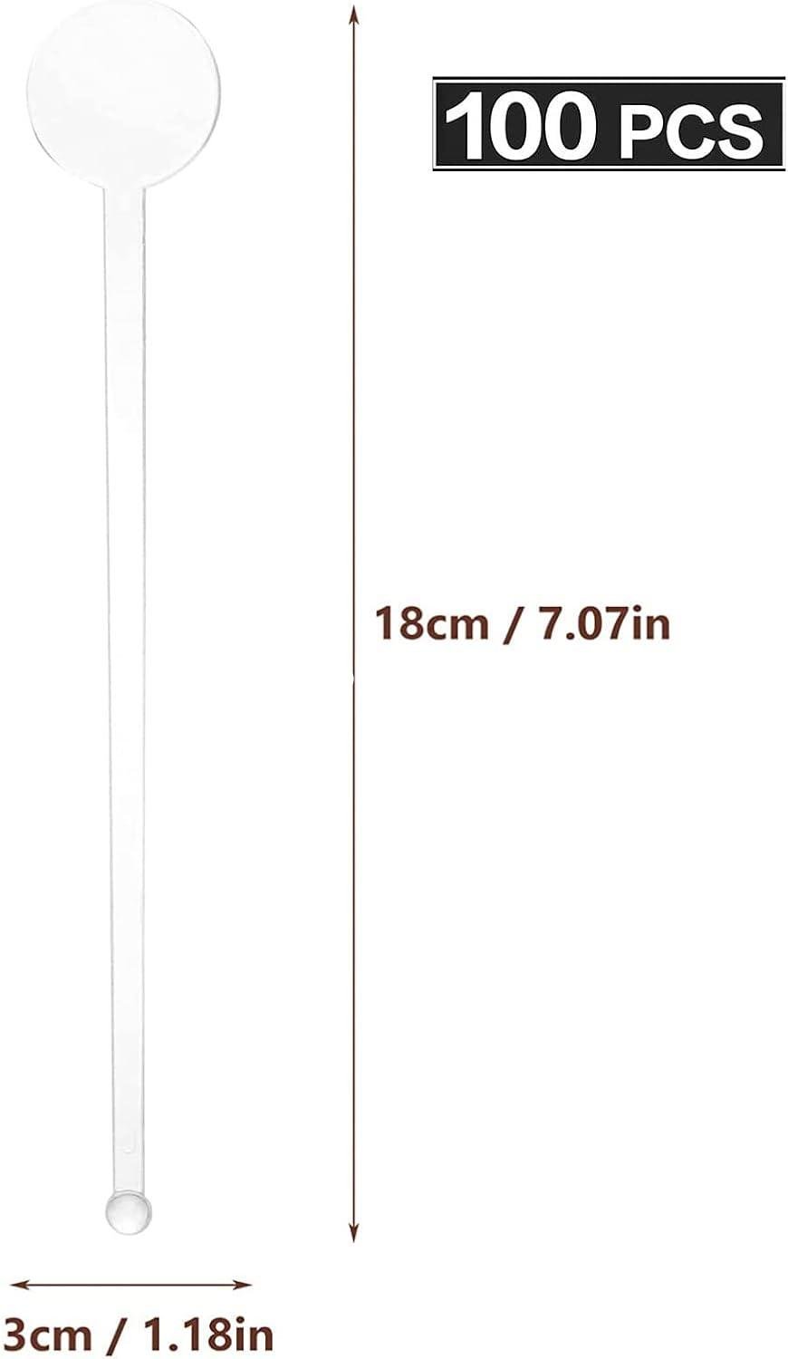 Brccee AC 100PCS 7 Inches Cocktail Swizzle Sticks, Disposible Plastic Drink Stirrers Plastic Coffee Whiskey Beverage Stirrers (Transparent)