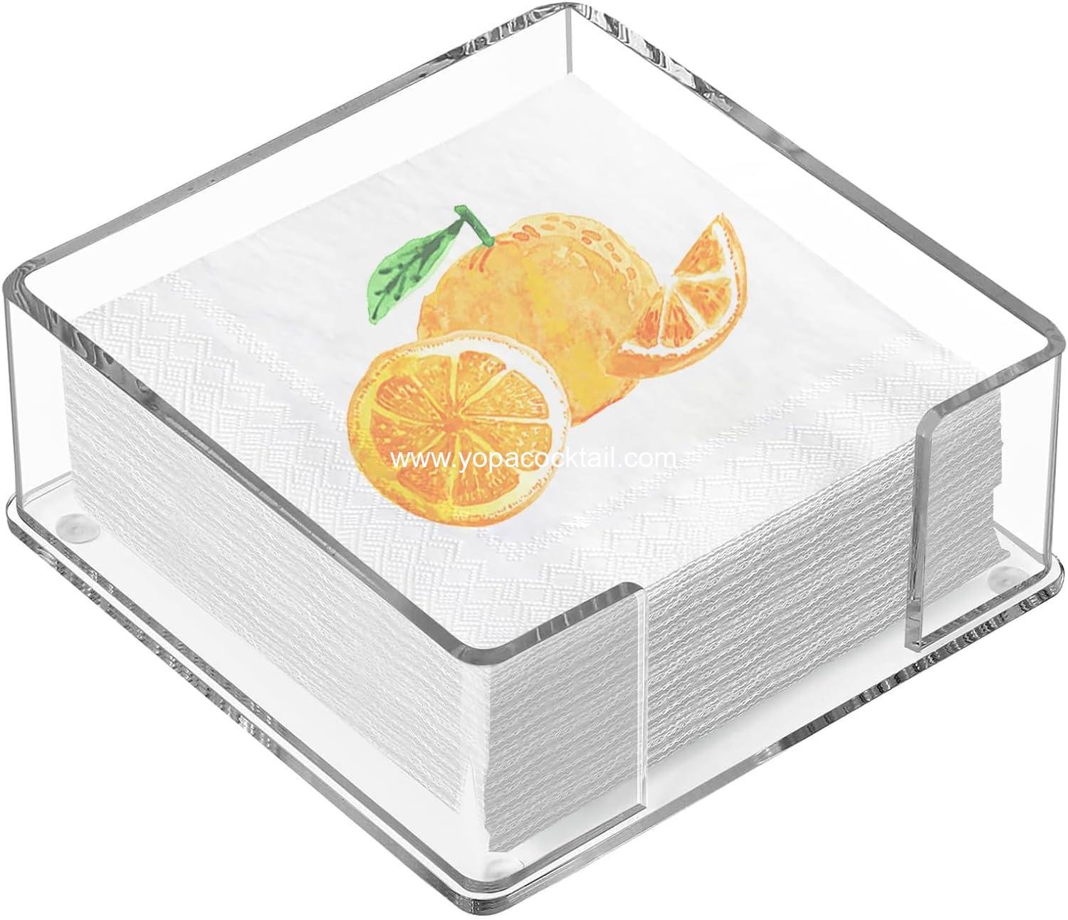 ZWIN Acrylic Cocktail Napkin Holder for Table, 5.5” x 5.5” Clear Beverage Napkin Holder Square for Bar, Party, Dinner, Kitchen & Bathroom