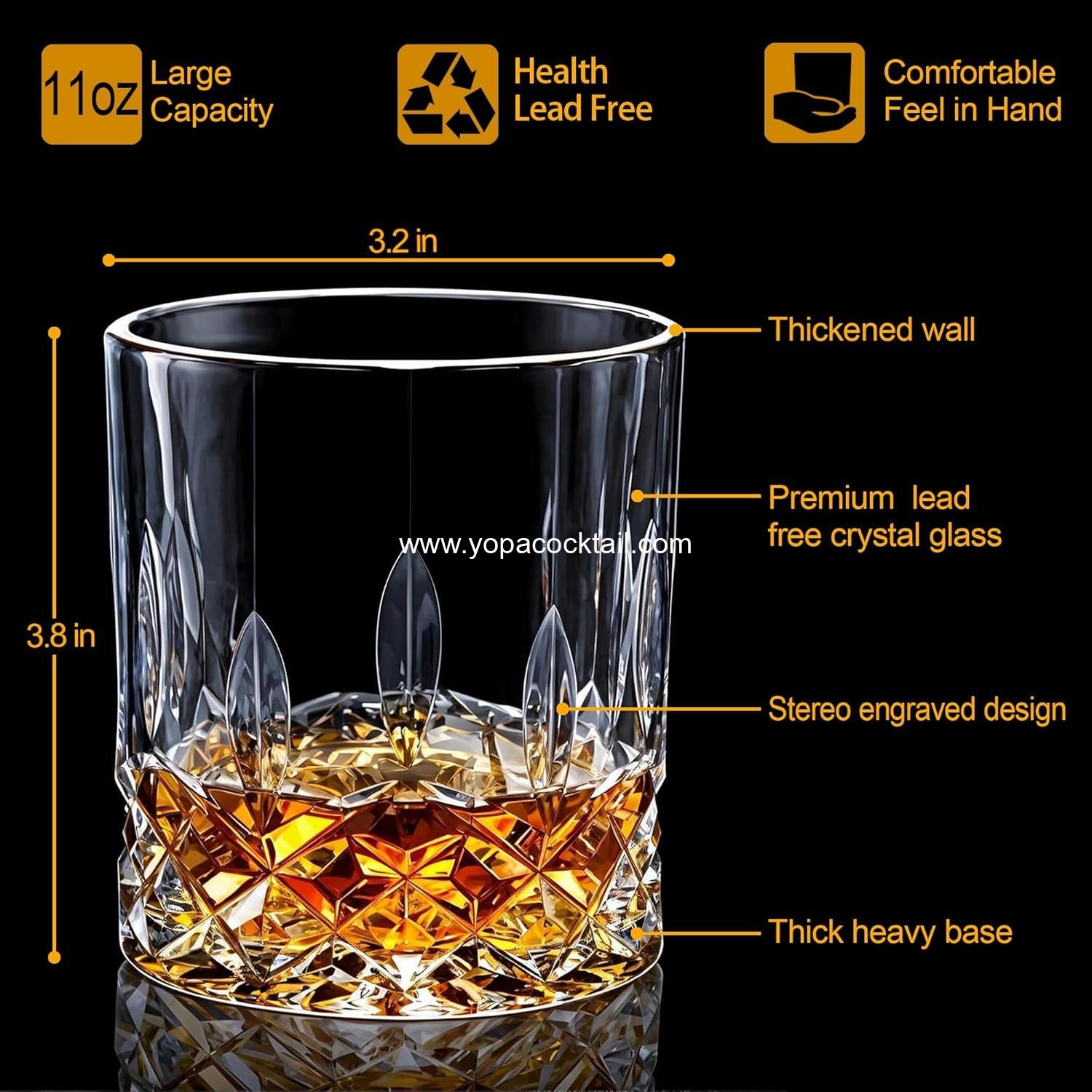 Wholesale Whiskey Glasses Set of 8, 11 oz Crystal Old Fashioned Glasses, Buy 6 Get 2 Free, Ideal for Bourbon, Scotch, Vodka, Gift for Men, Women, Dad, Father, Supplier