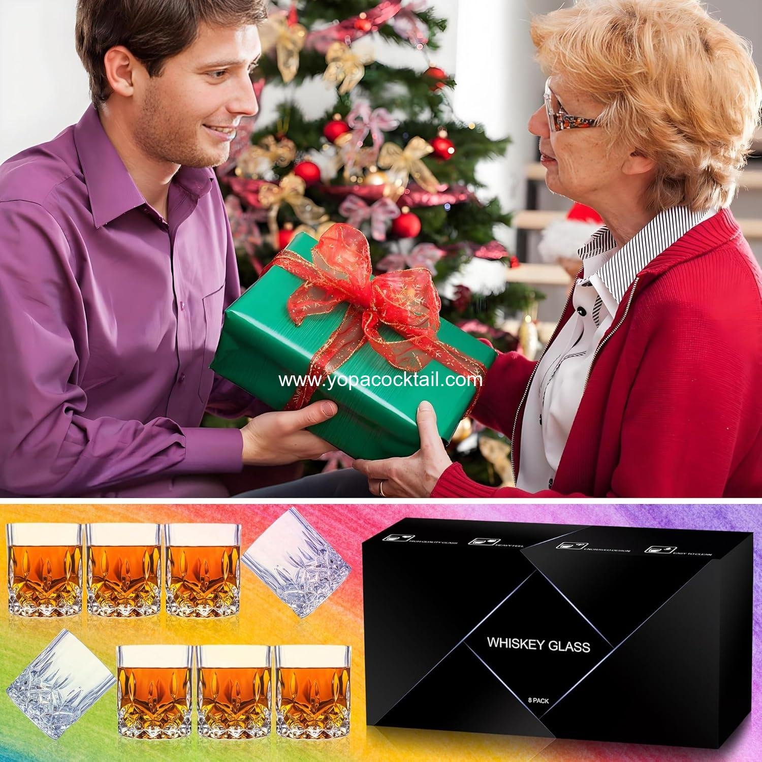 Wholesale Whiskey Glasses Set of 8, 11 oz Crystal Old Fashioned Glasses, Buy 6 Get 2 Free, Ideal for Bourbon, Scotch, Vodka, Gift for Men, Women, Dad, Father, Supplier