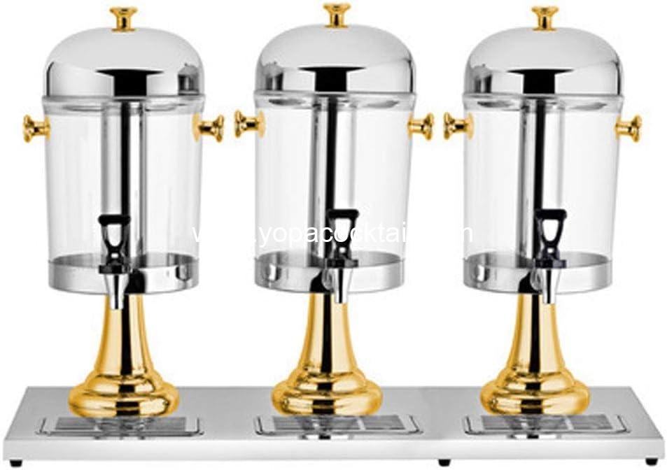 Drinks Dispenser, Clear Glass Drinks Dispenser Beer Water Juice Cold Beverages, Cocktails, Punch, Water, Chilled Refreshments with Tight Lid and Tap Stand (8L 16L 24L) (Gold Three Head)