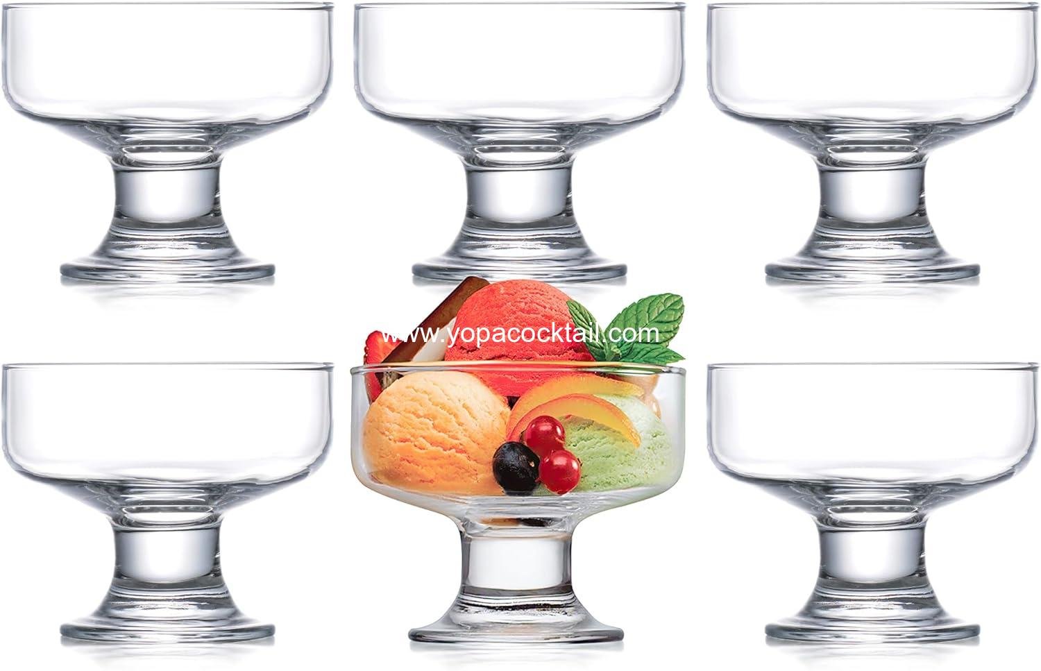 Kingrol 6 Pack Crystal Glass Dessert Bowls, 6.5 oz for Ice Cream, Fruit, Pudding, Snack, Cereal, Nuts - Premium Serving Dishes, Mini Trifle Bowl