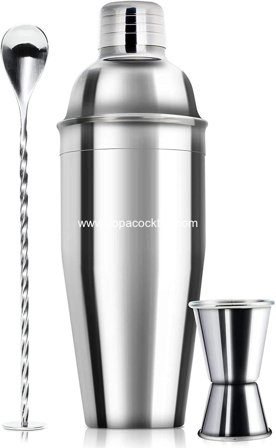 WPHUAW 24oz Cocktail Shaker Bar Set-Professional Margarita Mixer Drink Shaker and Measuring Jigger & Mixing Spoon Set Professional Stainless Steel Bar Tools Built-in Bartender Strainer for Martini Kit