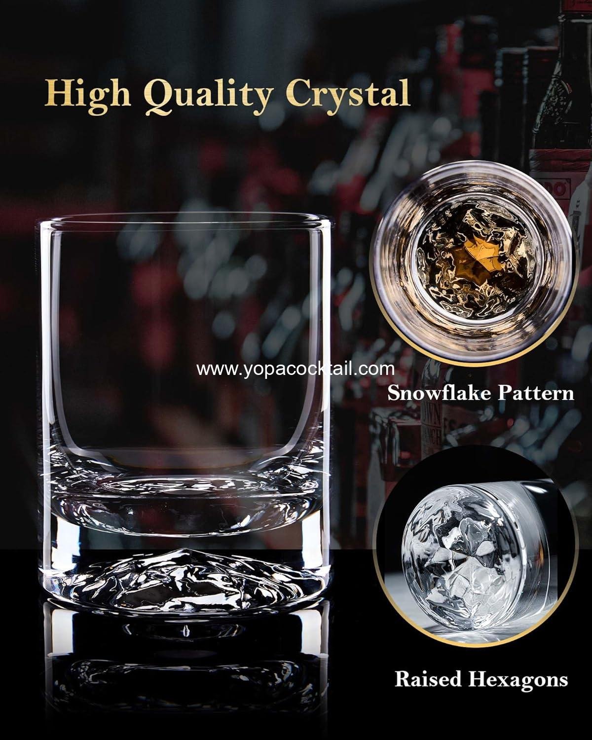 Wholesale Hand Blown Crystal Double Old Fashioned Cocktail Glasses - 12 Ounce Lowball Whiskey Glasses, Set of 2, Ideal for Oversized Ice Cubes - Supplier