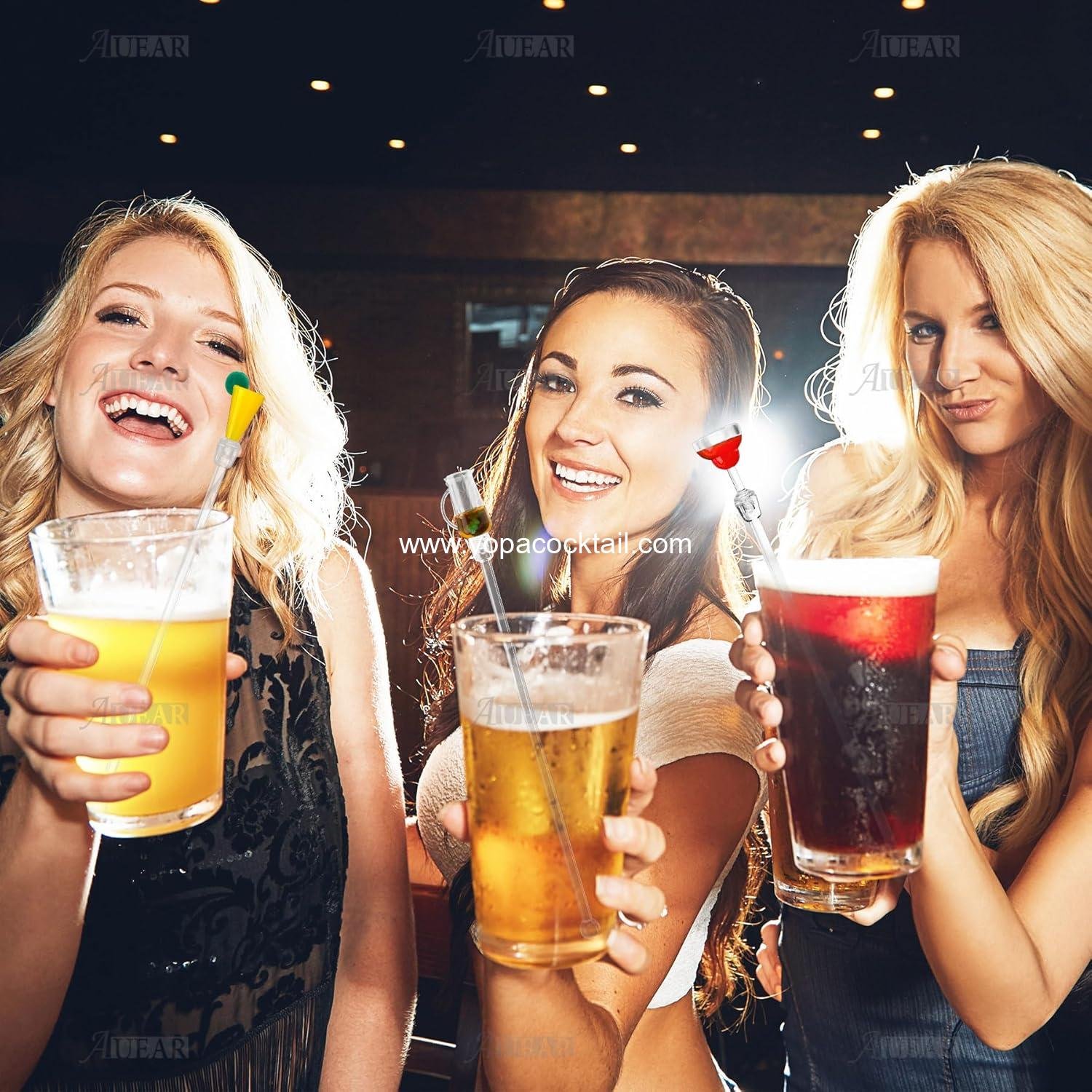 Wholesale 10 Pack Colorful Acrylic Swizzle Sticks Cocktail Drink Stirrer Clear Shafts for Home Use Factory