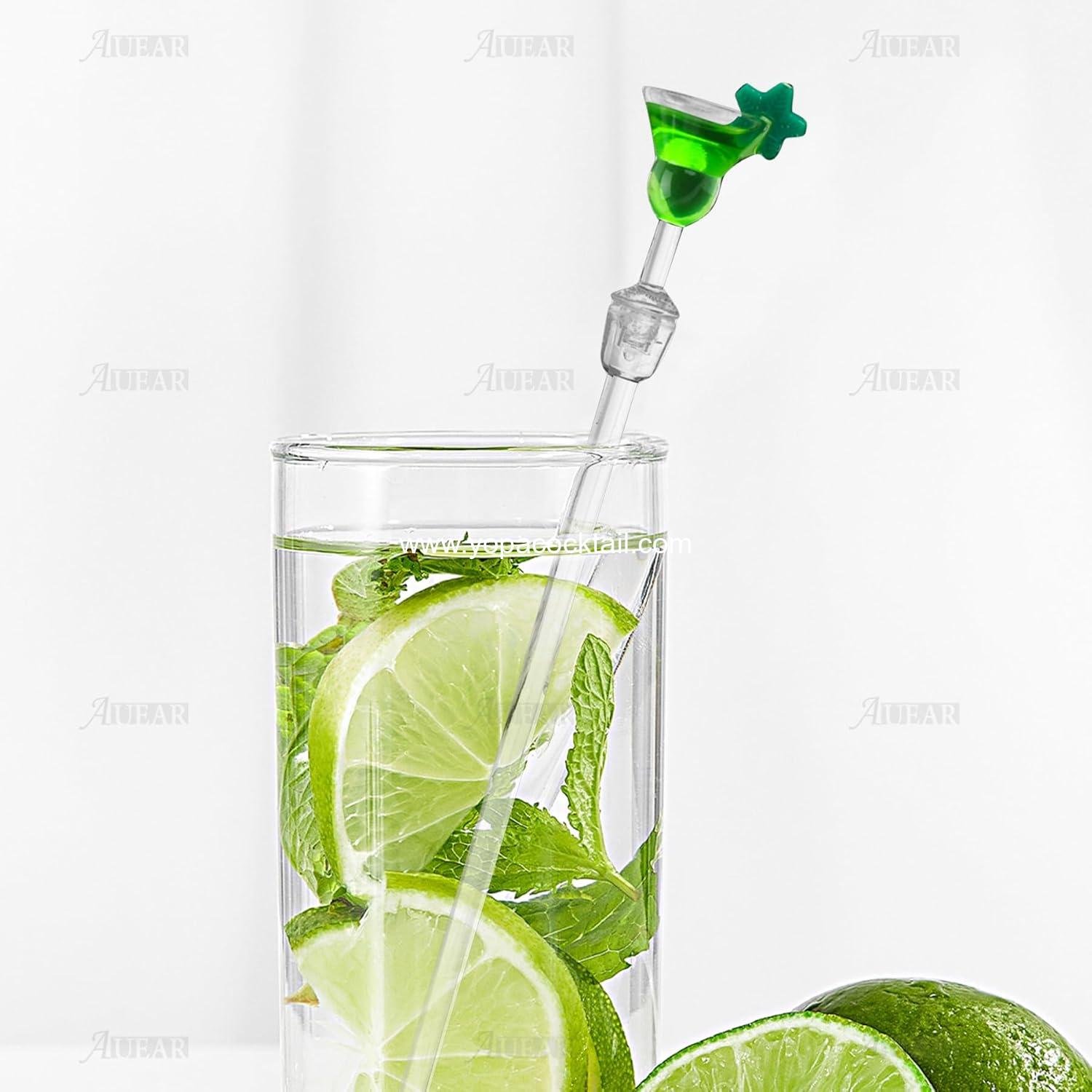 Wholesale 10 Pack Colorful Acrylic Swizzle Sticks Cocktail Drink Stirrer Clear Shafts for Home Use Factory